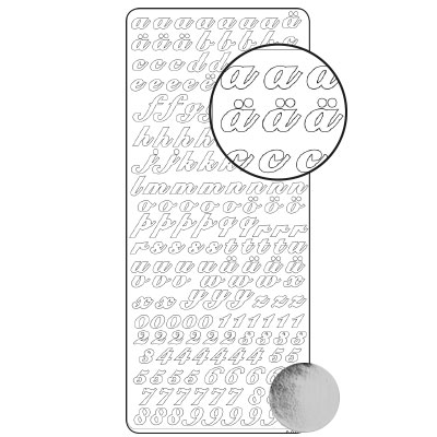 Vaessen Creative • Sticker 10x23cm 10pcs Silver Alphabet Numbers