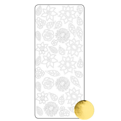 Vaessen Creative • Sticker 10x23cm 10pcs Gold Flower Leaf