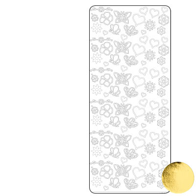 Vaessen Creative • Sticker 10x23cm 10pcs Gold Flower Butterfly Heart