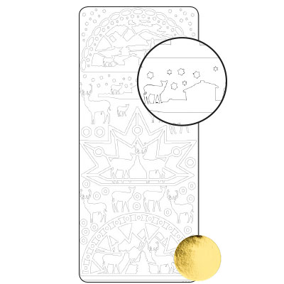 Vaessen Creative • Sticker 10x23cm 10pcs Gold Diverse Christmasfigures