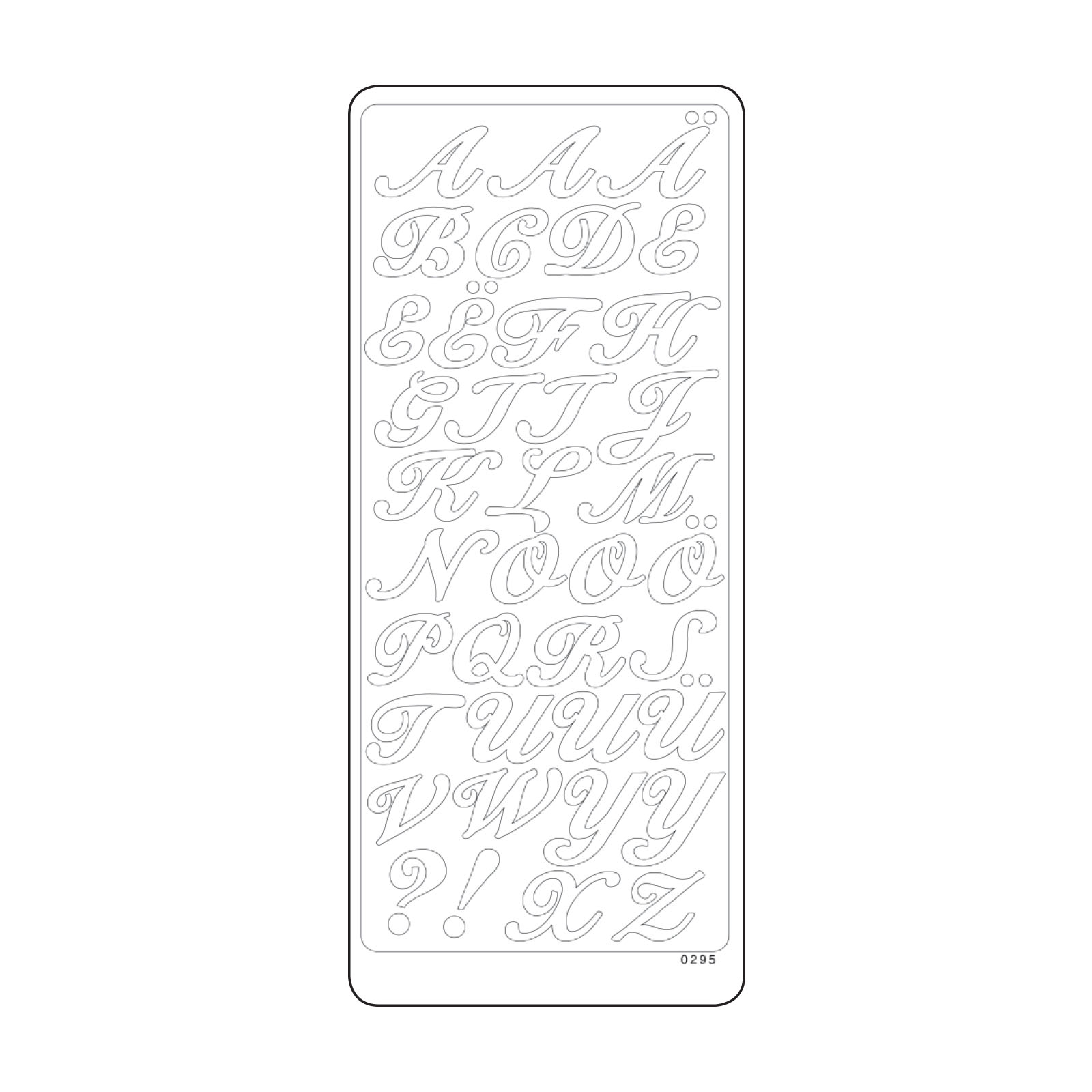 Vaessen Creative • Sticker 10x23cm 10pcs Silver Letters Alphabet