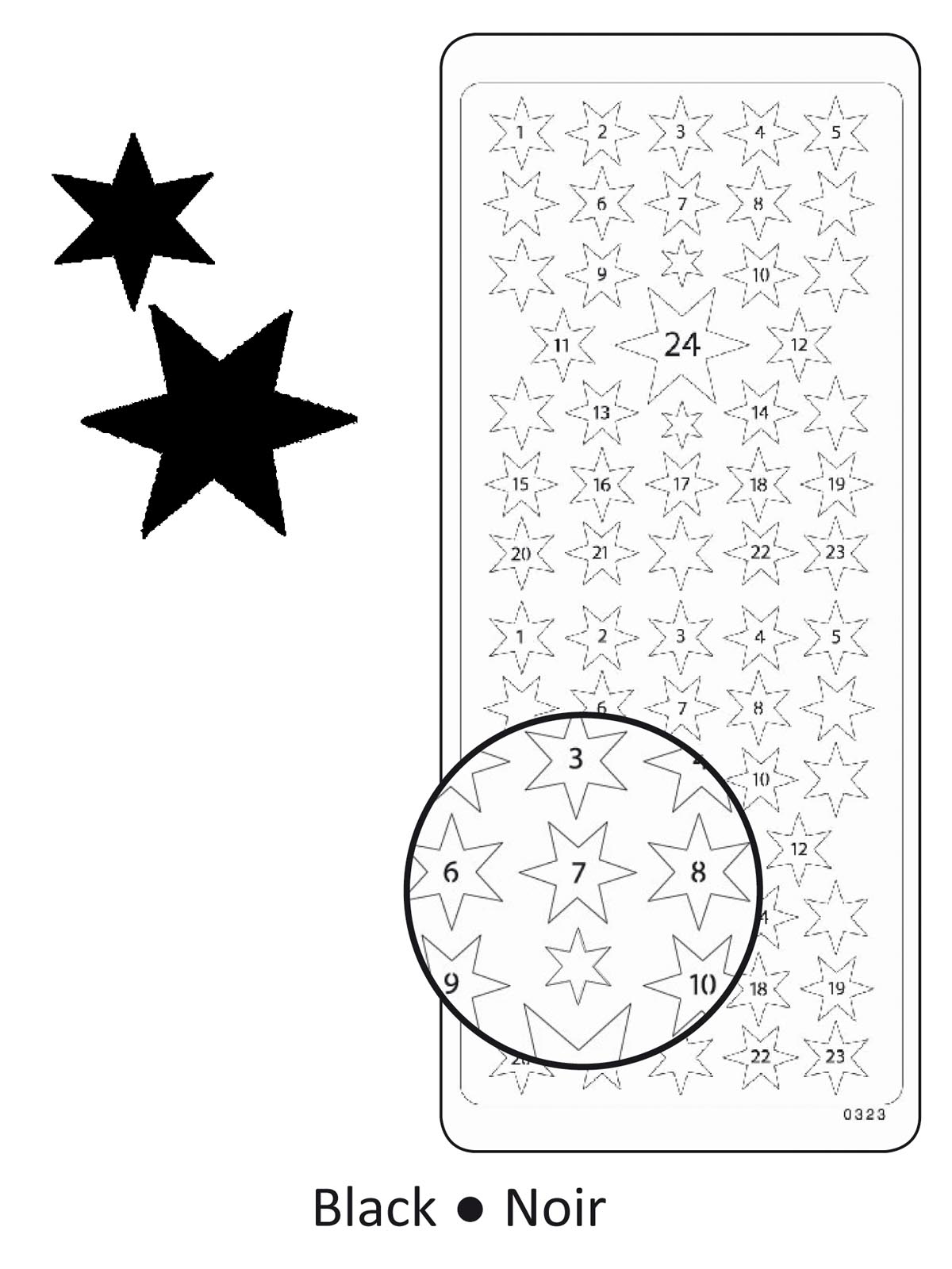 Vaessen Creative • Sticker 10x23cm 10pcs Black Adventnumbers Small