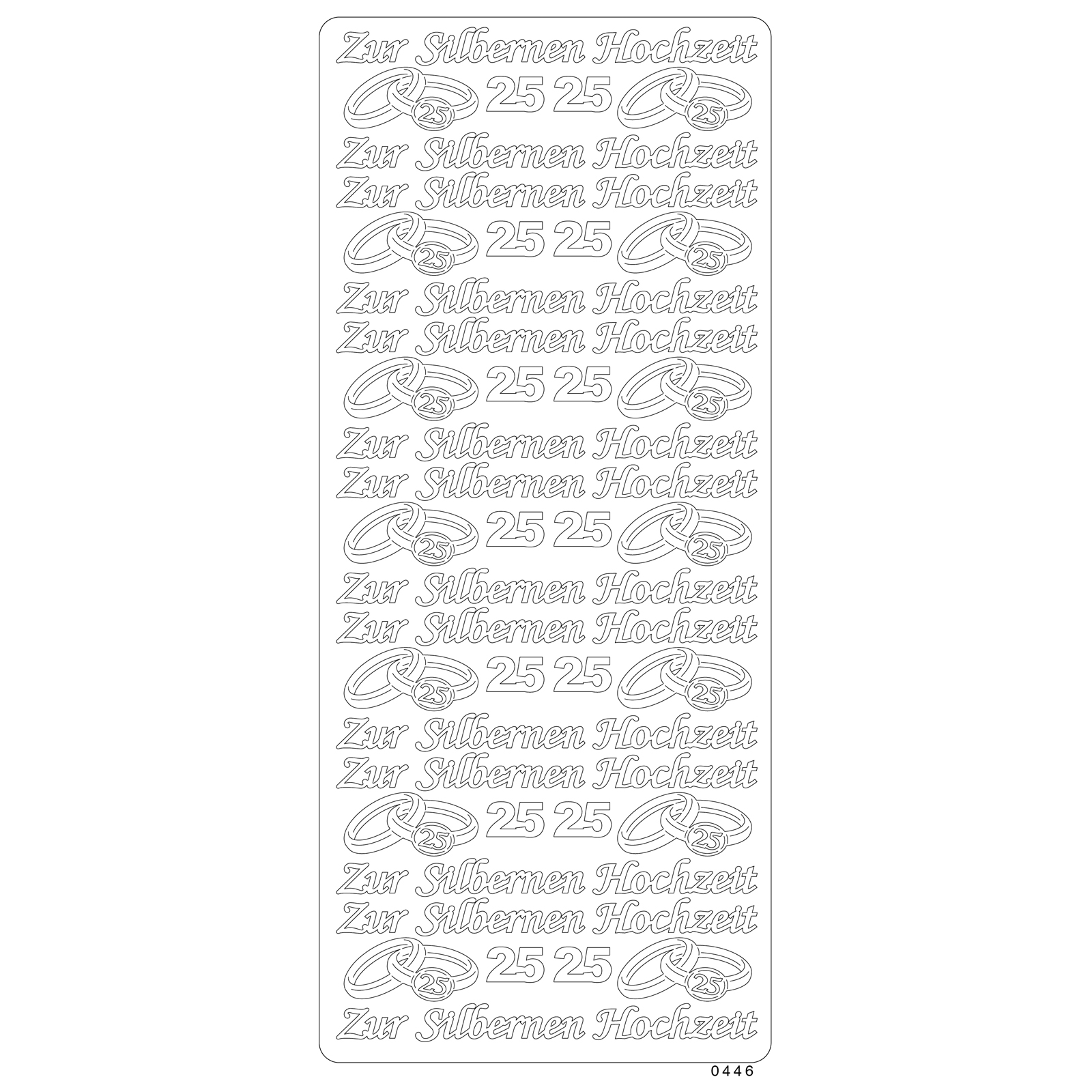 Vaessen Creative • Sticker 10x23cm 10pcs Goud "Zur Silbernen Hochzeit"