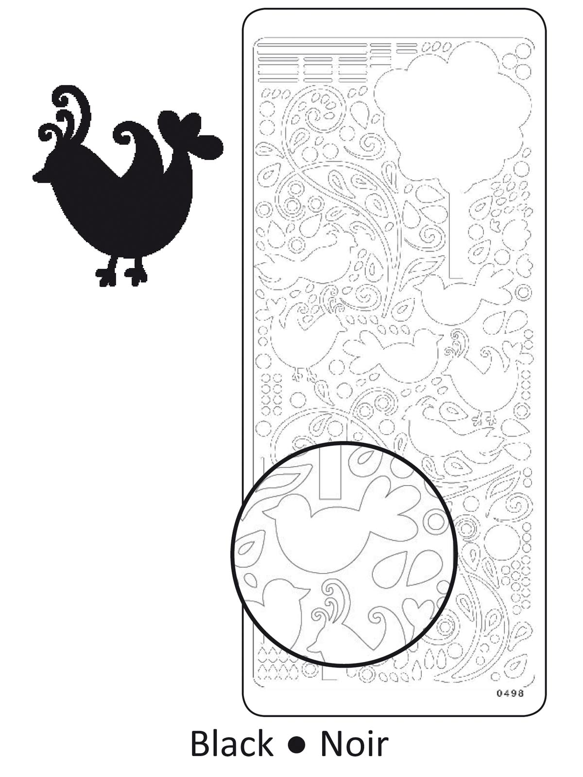 Vaessen Creative • Sticker 10x23cm x10 zwart vogels en doodles