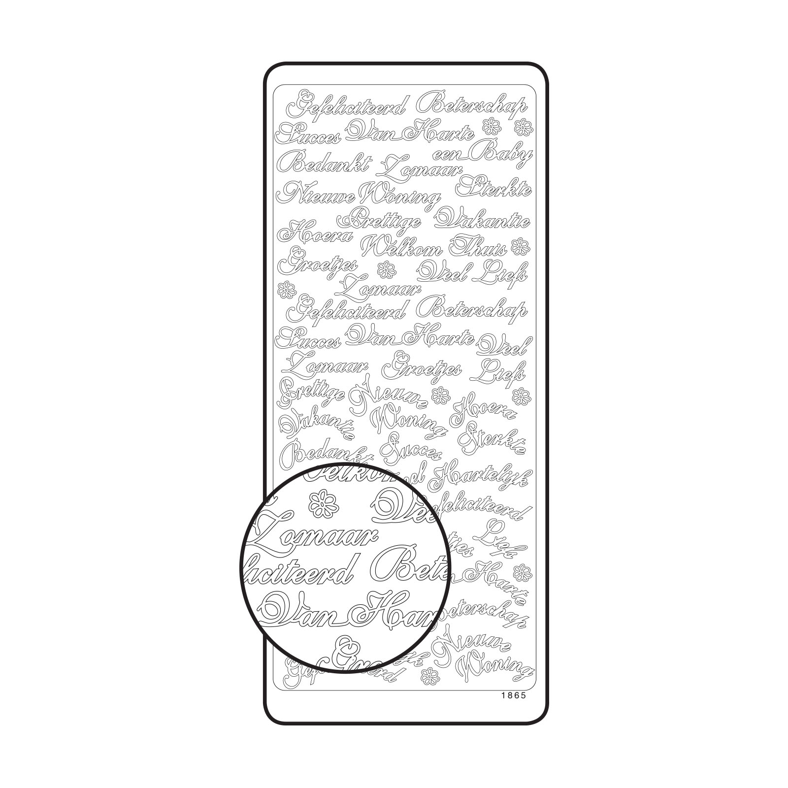 Vaessen Creative • Sticker 10x23cm 10pcs Silver Diverse Texts