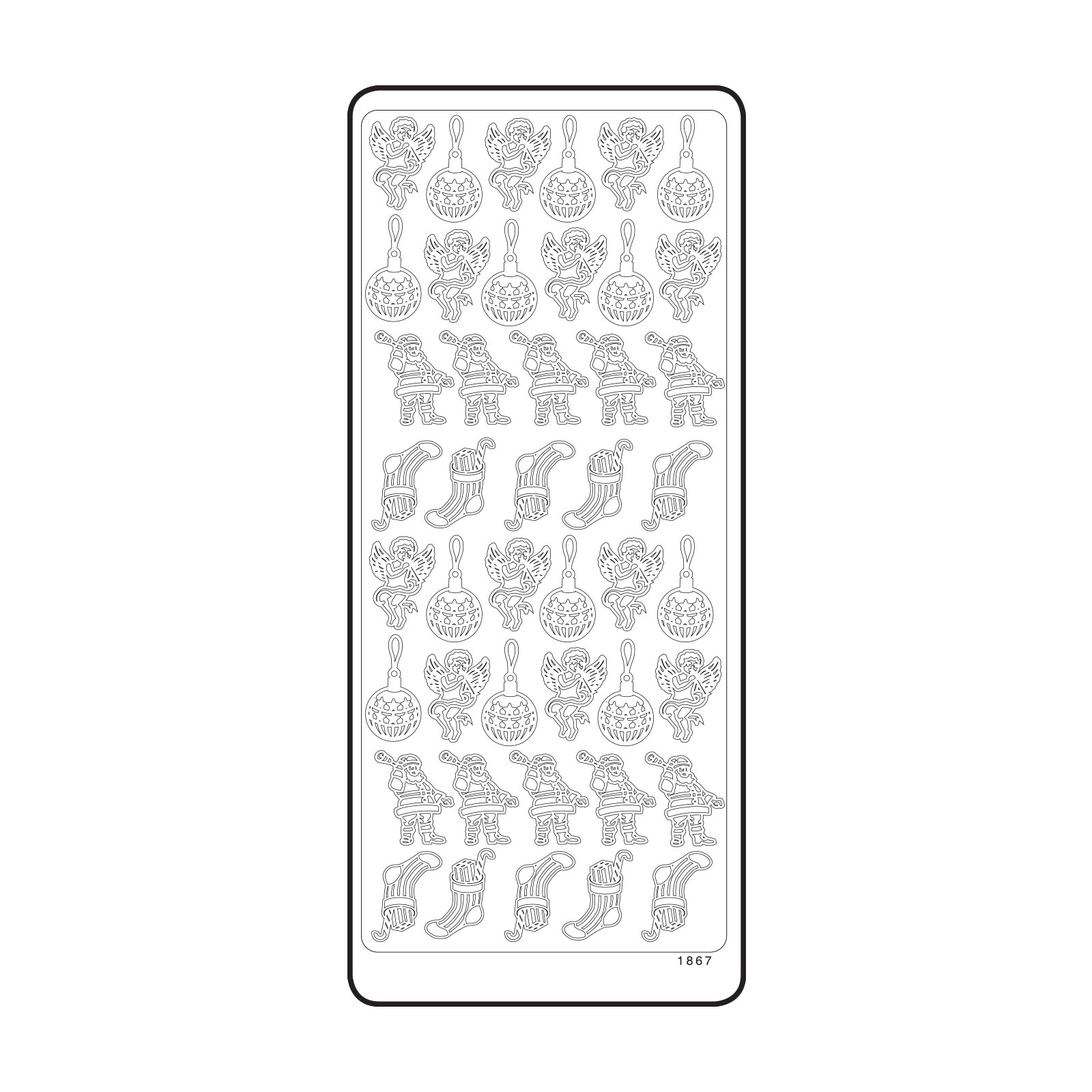 Vaessen Creative • Sticker 10x23cm 10pcs Zilver Kerst Diversen