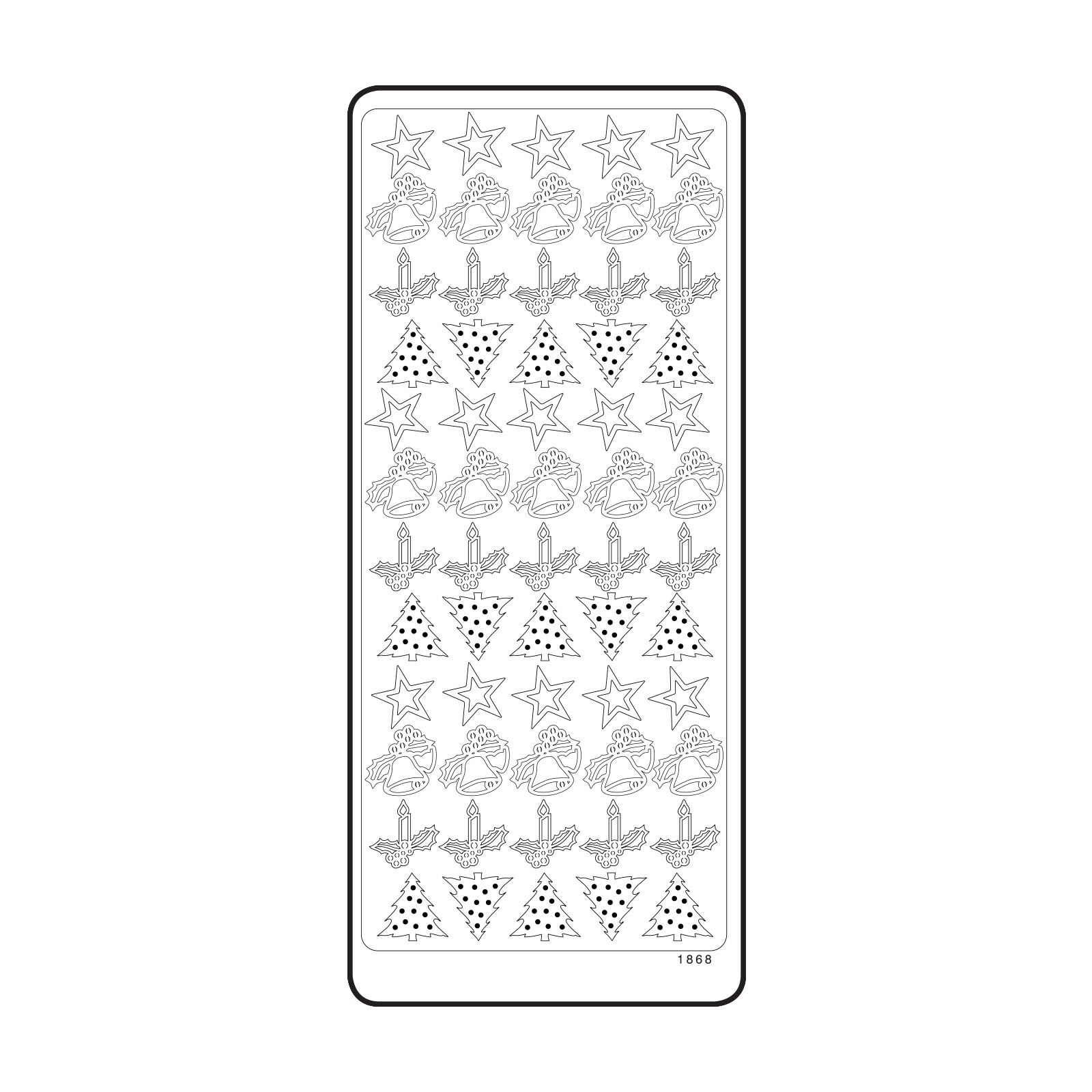 Vaessen Creative • Sticker 10x23cm 10pcs Zilver Kerst Diversen