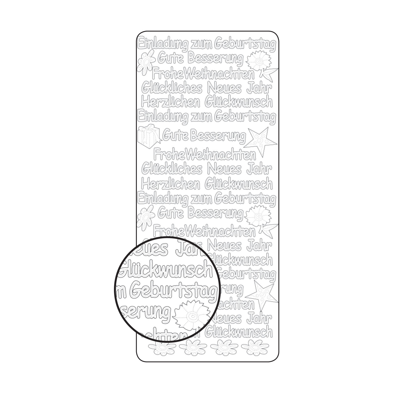 Vaessen Creative • Sticker 10x23cm 10pcs goud diverse Duitse teksten