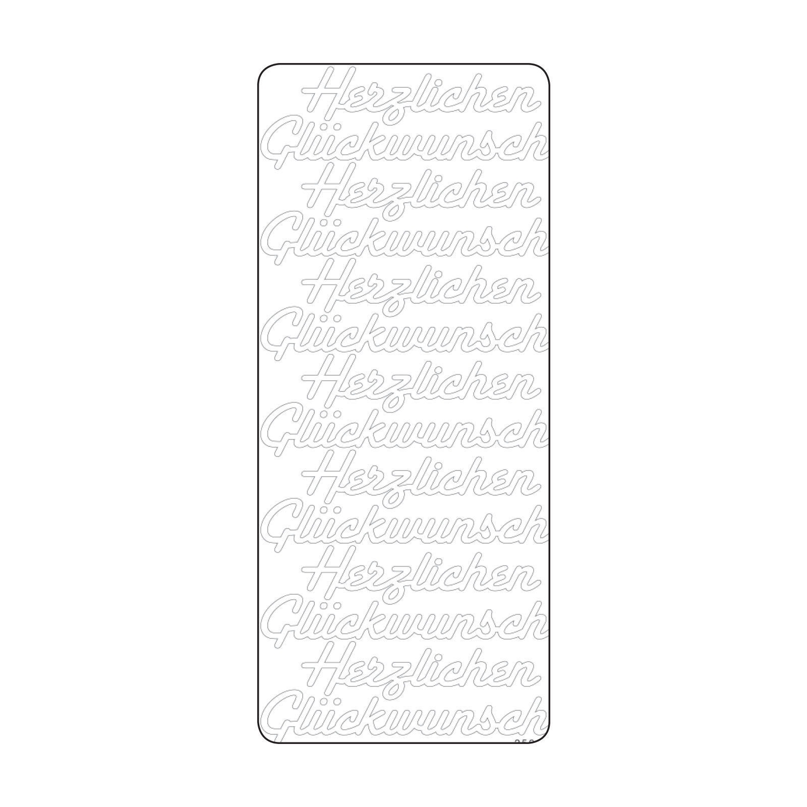 Vaessen Creative • Sticker 10x23cm 10pcs zilver Herzlichen Glückwunsch