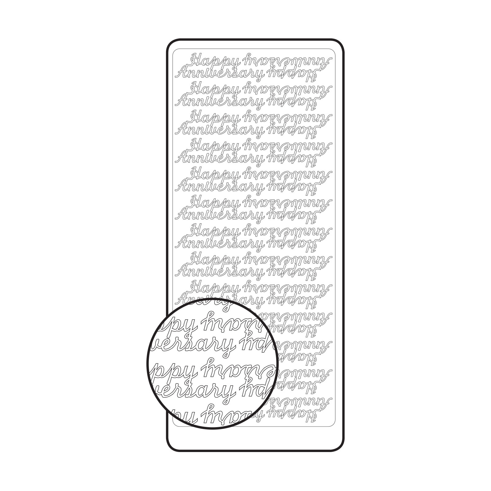 Vaessen Creative • Sticker 10x23cm 10pcs zilver "happy anniversary"