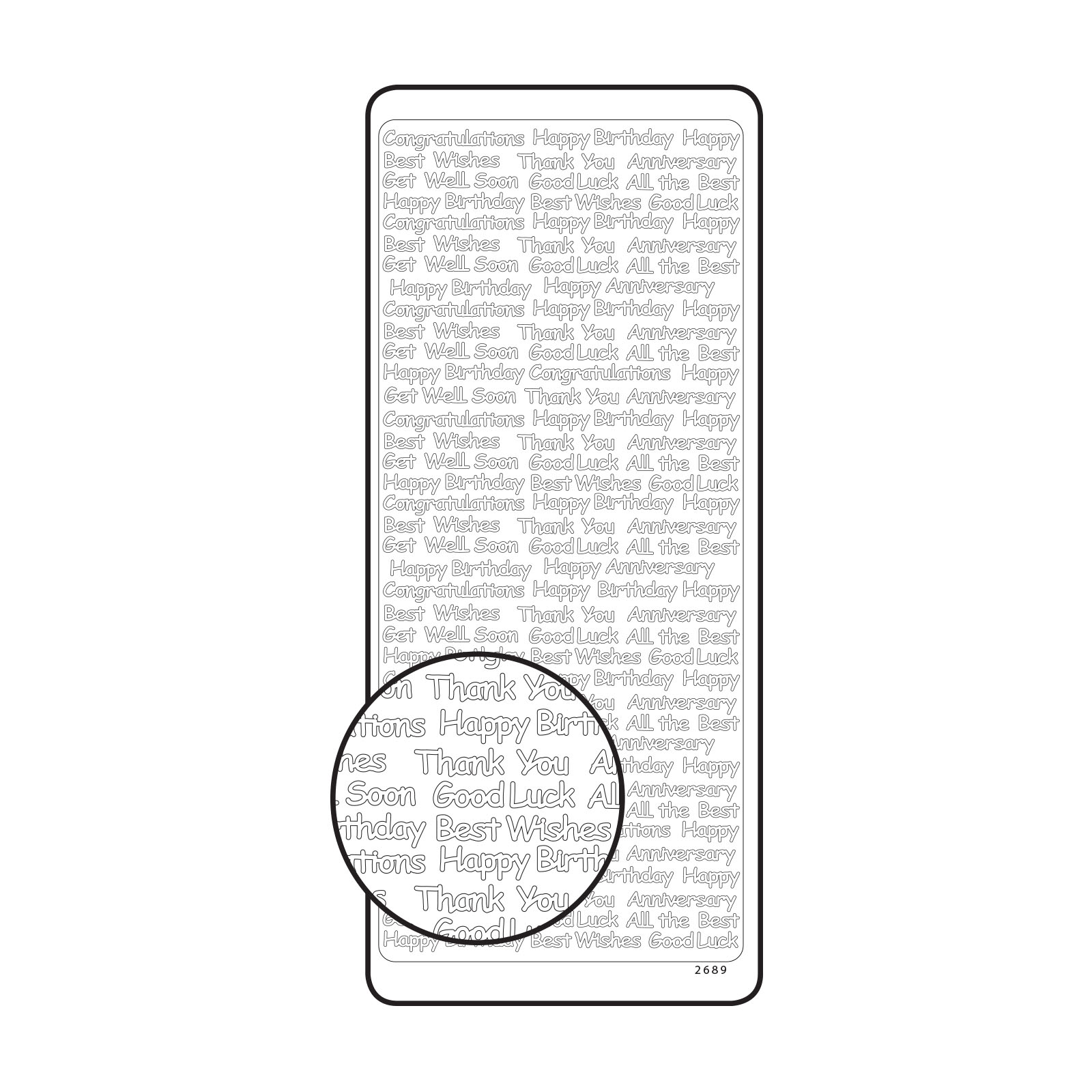 Vaessen Creative • Sticker 10x23cm 10pcs zilver diverse Engelse teksten