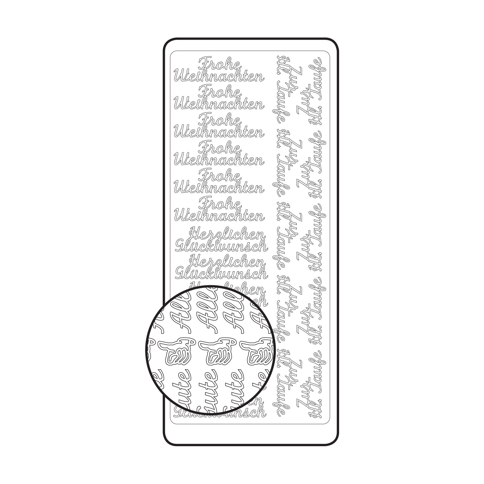 Vaessen Creative • Sticker 10x23cm 10pcs zilver diverse Duitse teksten