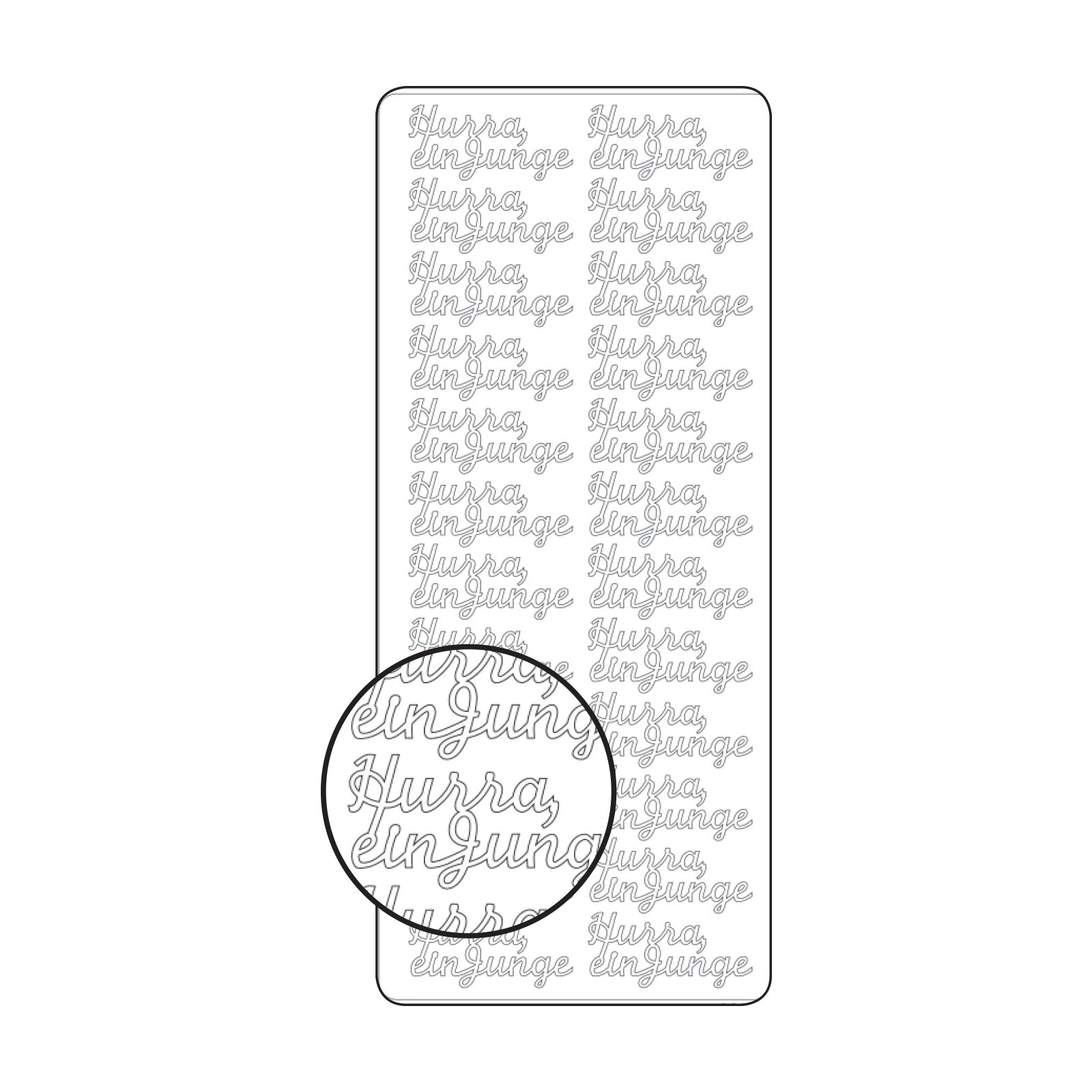 Vaessen Creative • Sticker 10x23cm 10pcs zilver "Hurra ein Junge"