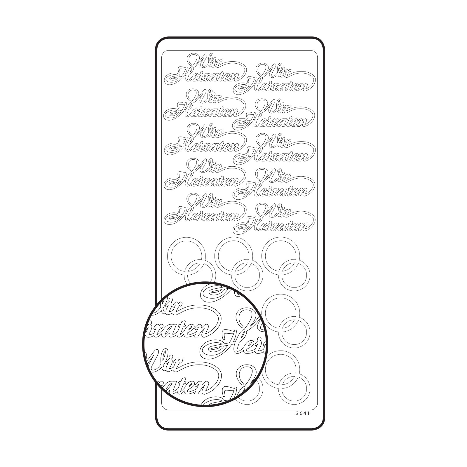 Vaessen Creative • Sticker 10x23cm 10pcs zilver  Wir heiraten  