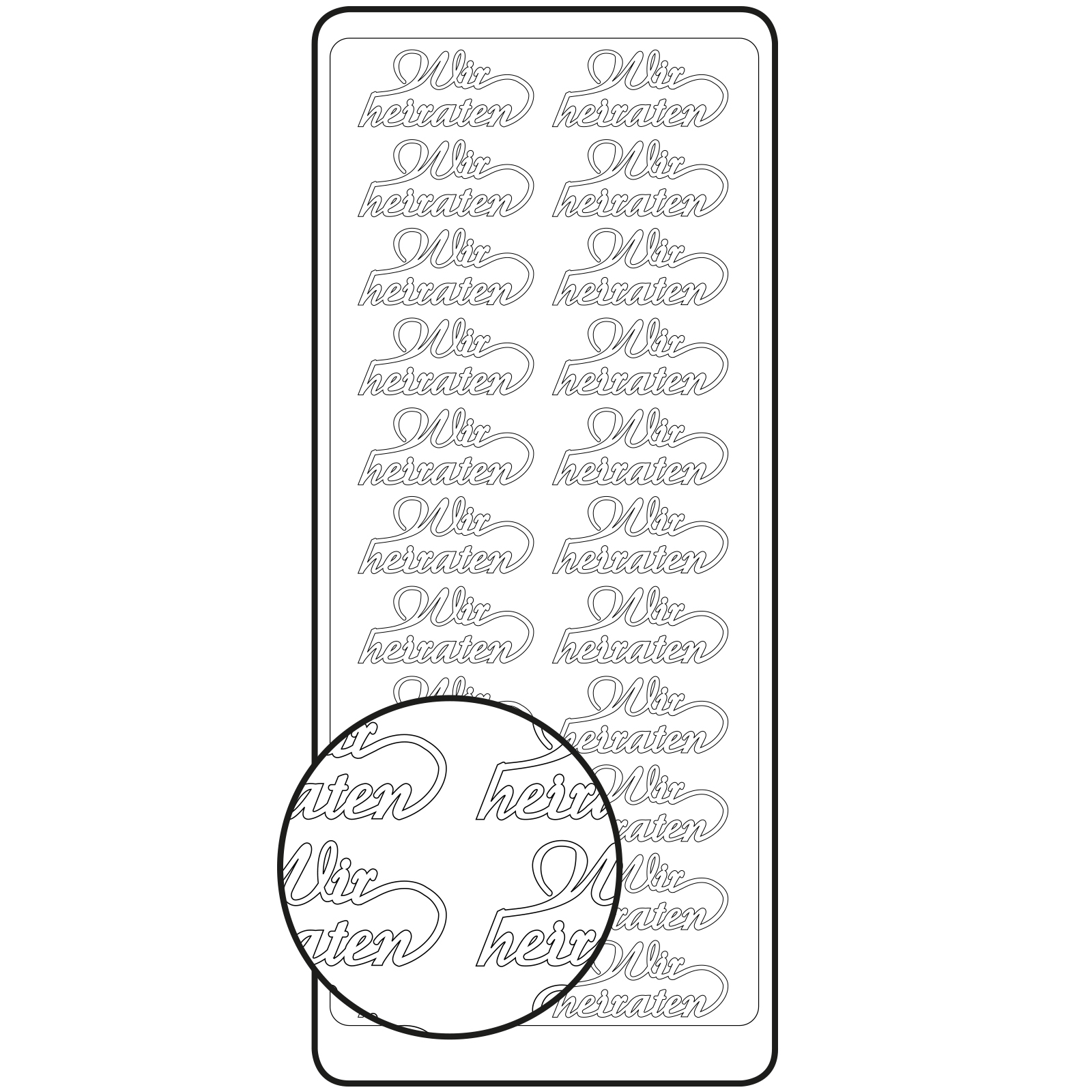 Vaessen Creative • Sticker 10x23cm 10pcs goud  Wir heiraten  