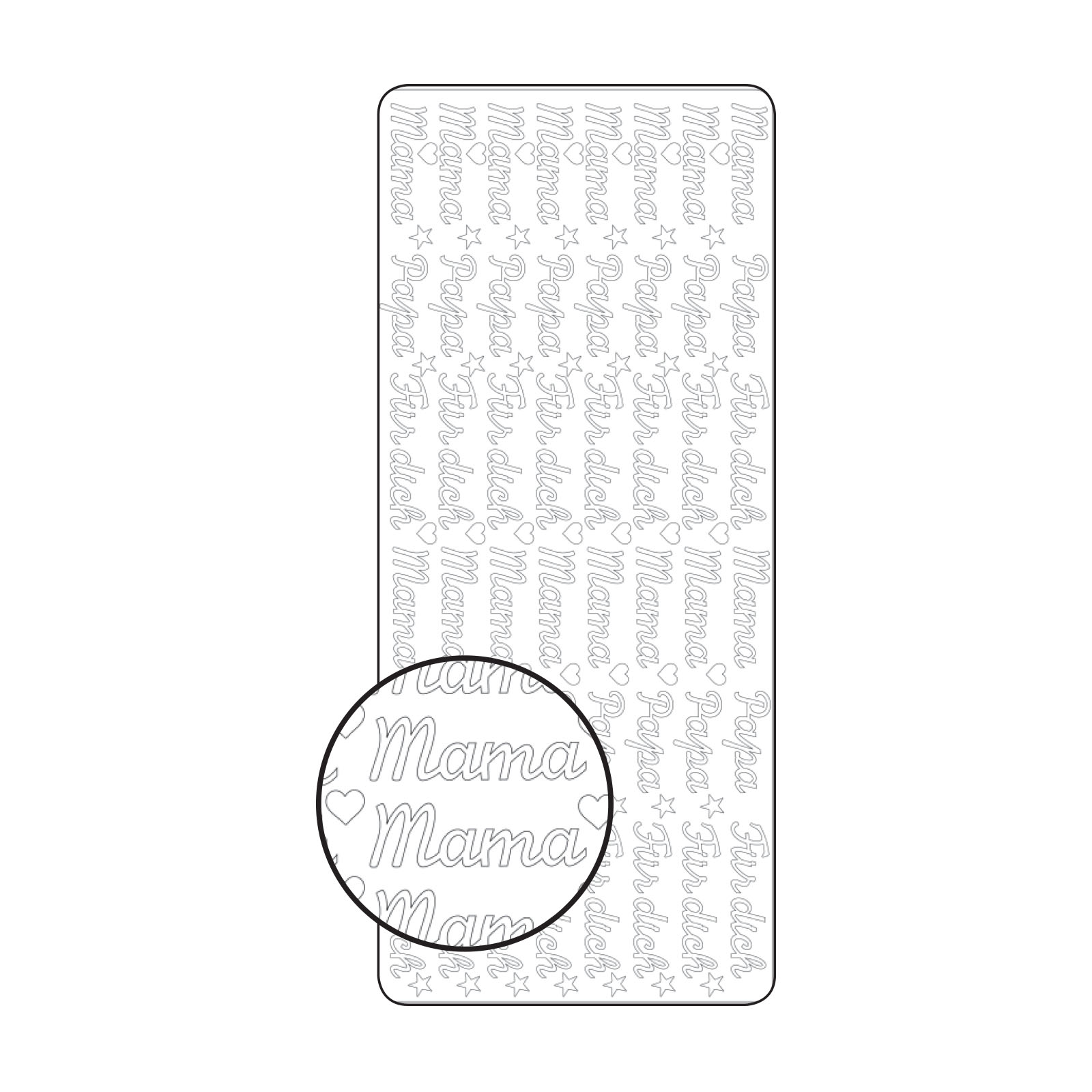 Vaessen Creative • Sticker 10x23cm 10pcs goud "Mama-Papa"