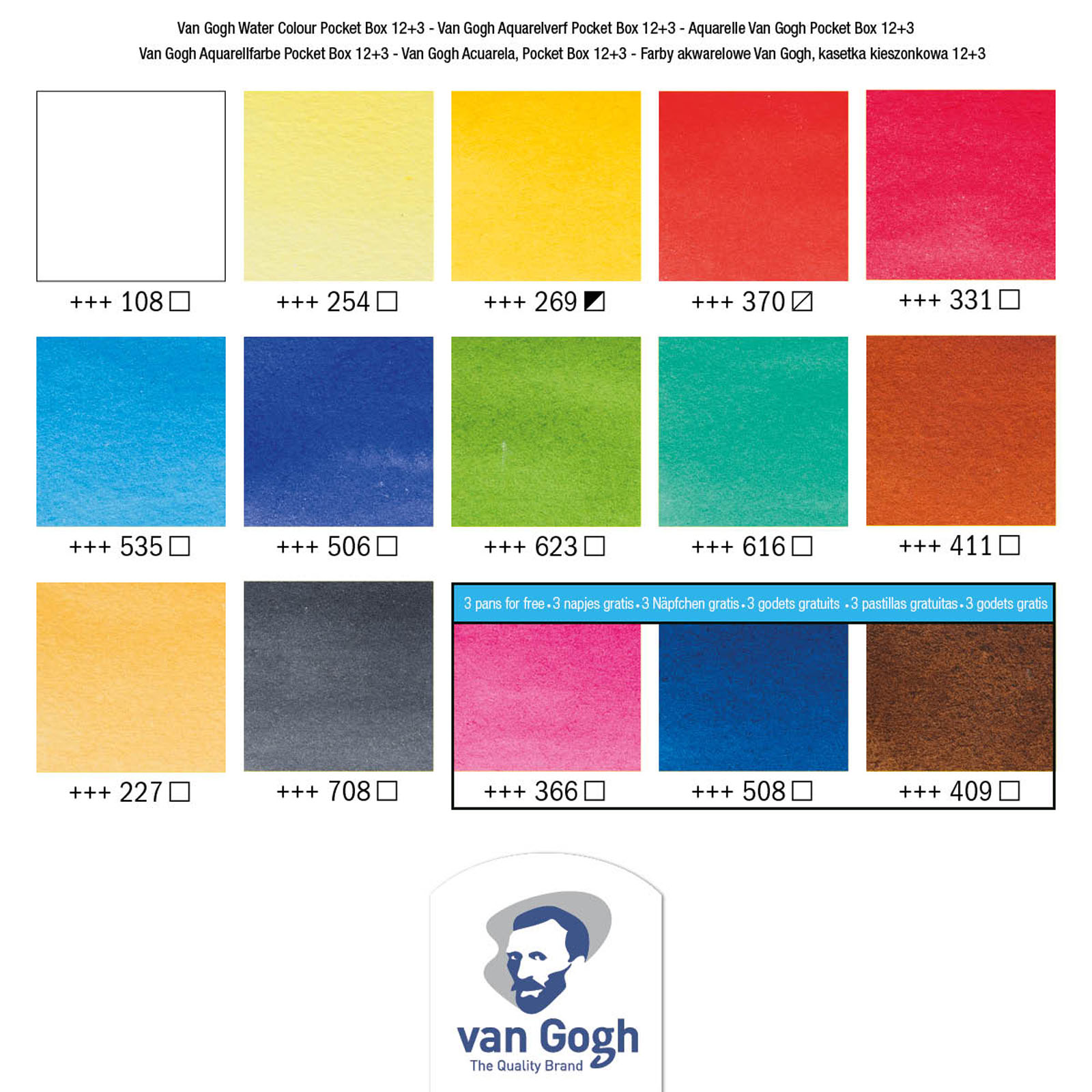 Van Gogh Watercolor Pocket Box - Vibrant Colors Set of 12