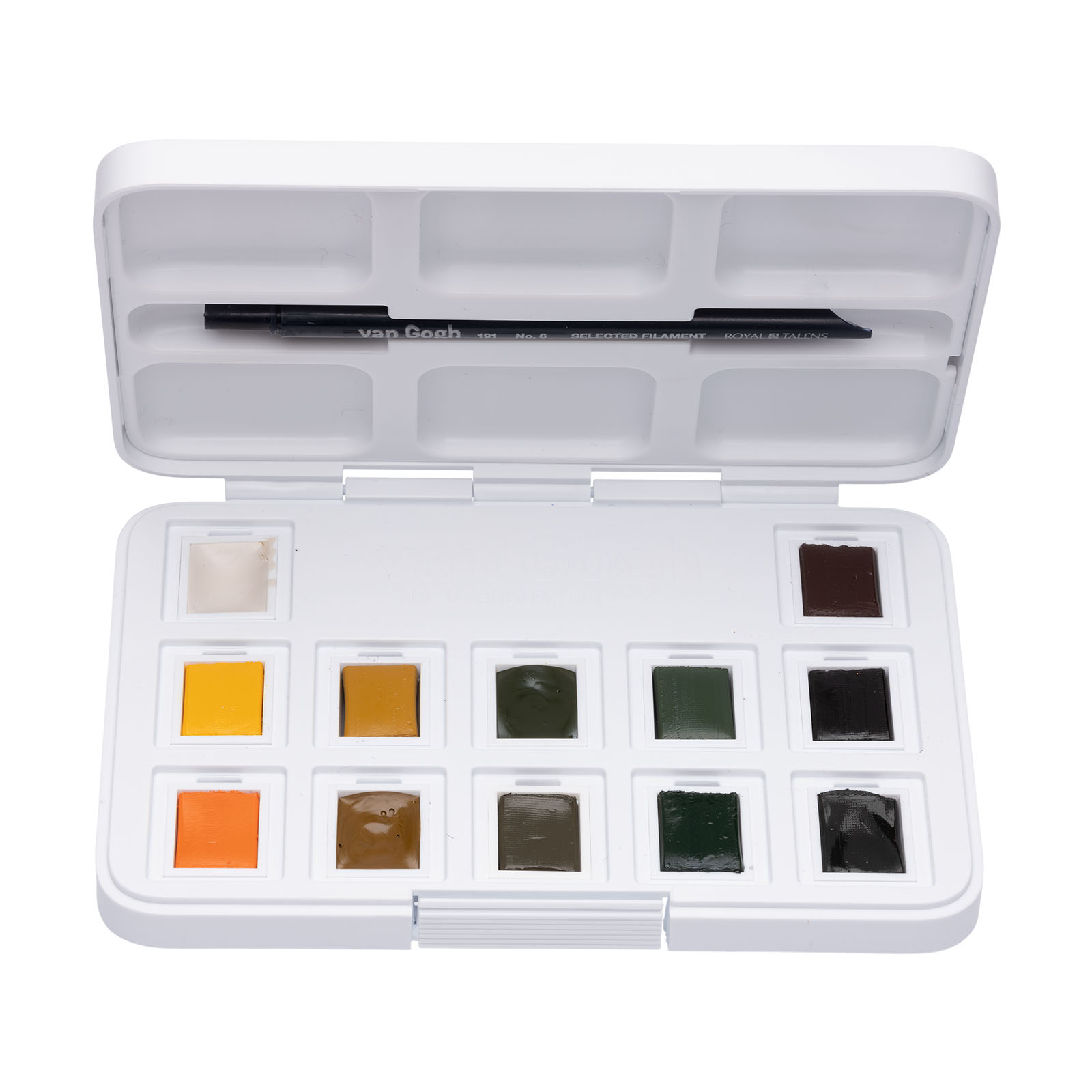 Van Gogh • Watercolour pocket box shades of nature with 12 colours in half pans