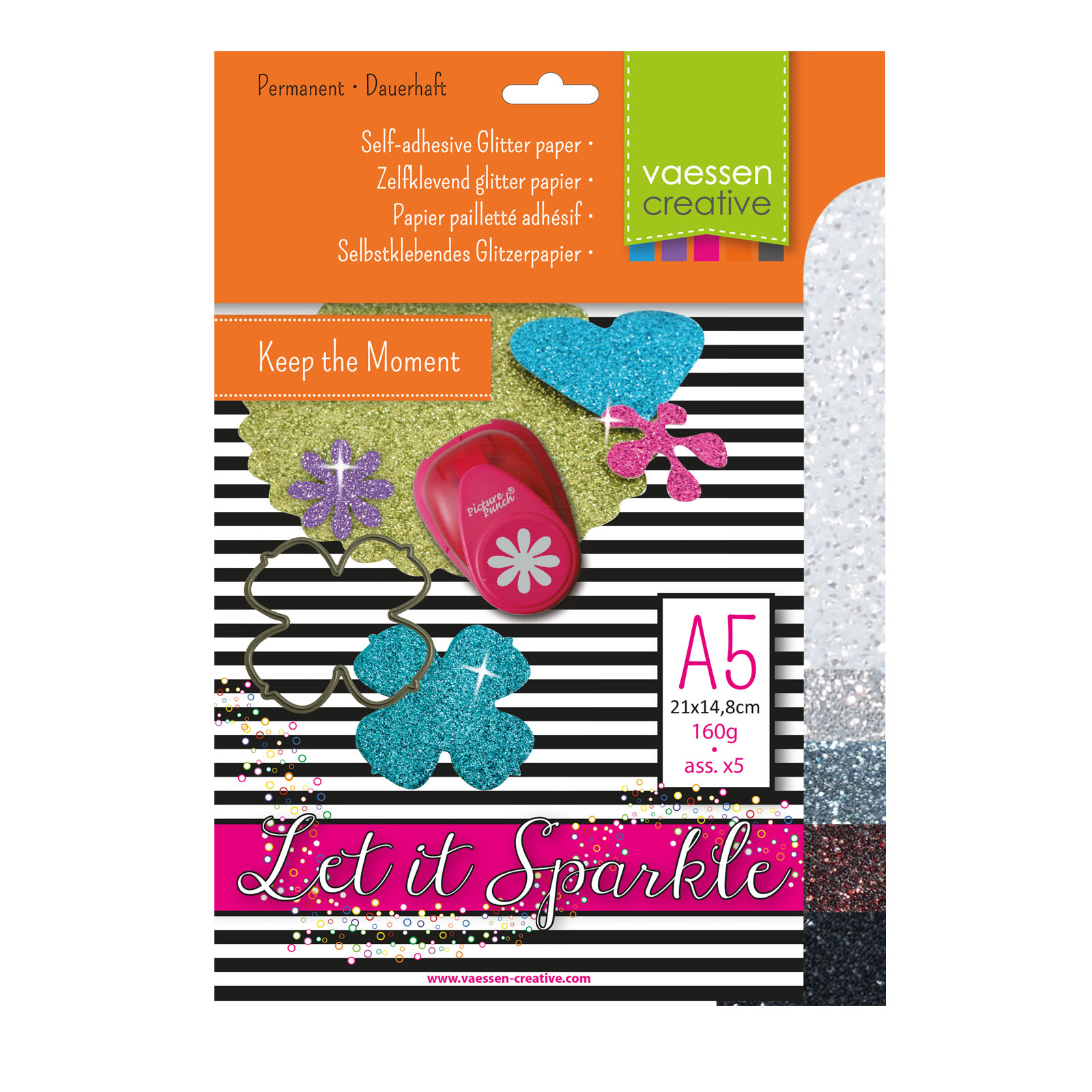 Florence • Self-Adhesive Glitter Paper 160g A5 5x No.1