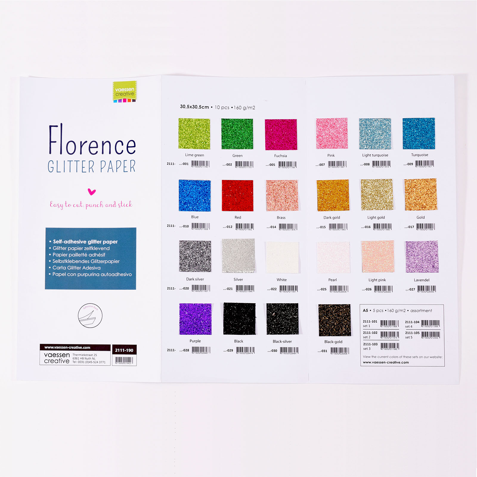Florence • Self-adhesive glitter paper color chart