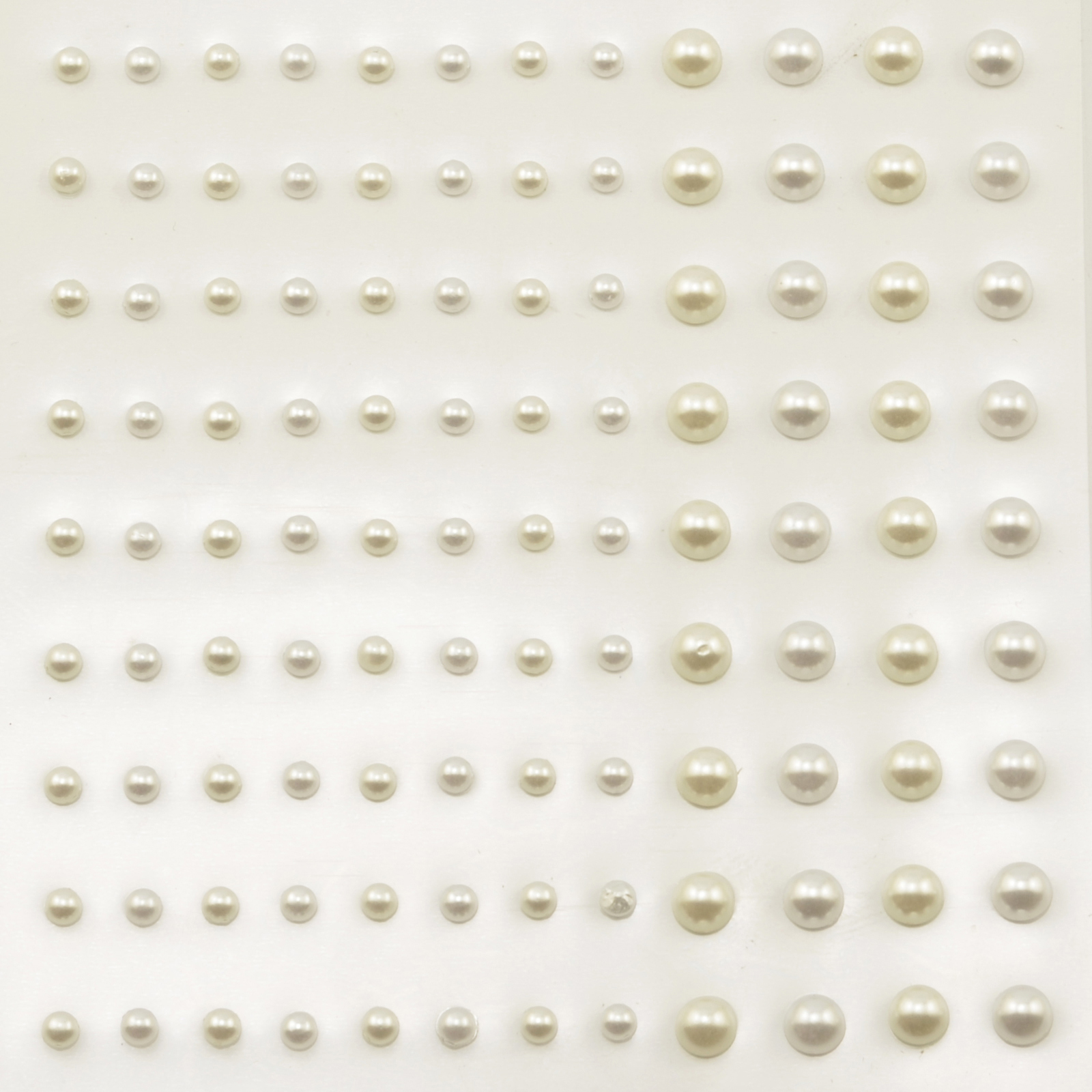 Vaessen Creative • Adhesive half pearls 3+5mm 108pcs White and Ecru