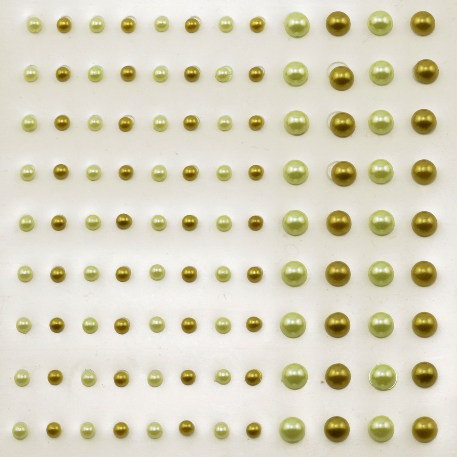 Vaessen Creative • Adhesive half pearls 3+5mm 108pcs Light Yellow and Moss green