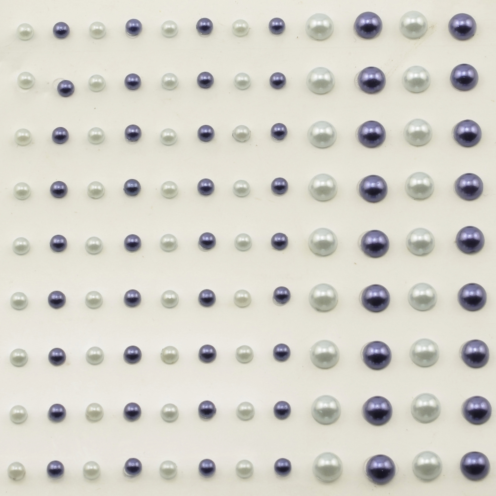 Vaessen Creative • Adhesive half pearls 3+5mm 108pcs Light Grey and Dark Blue