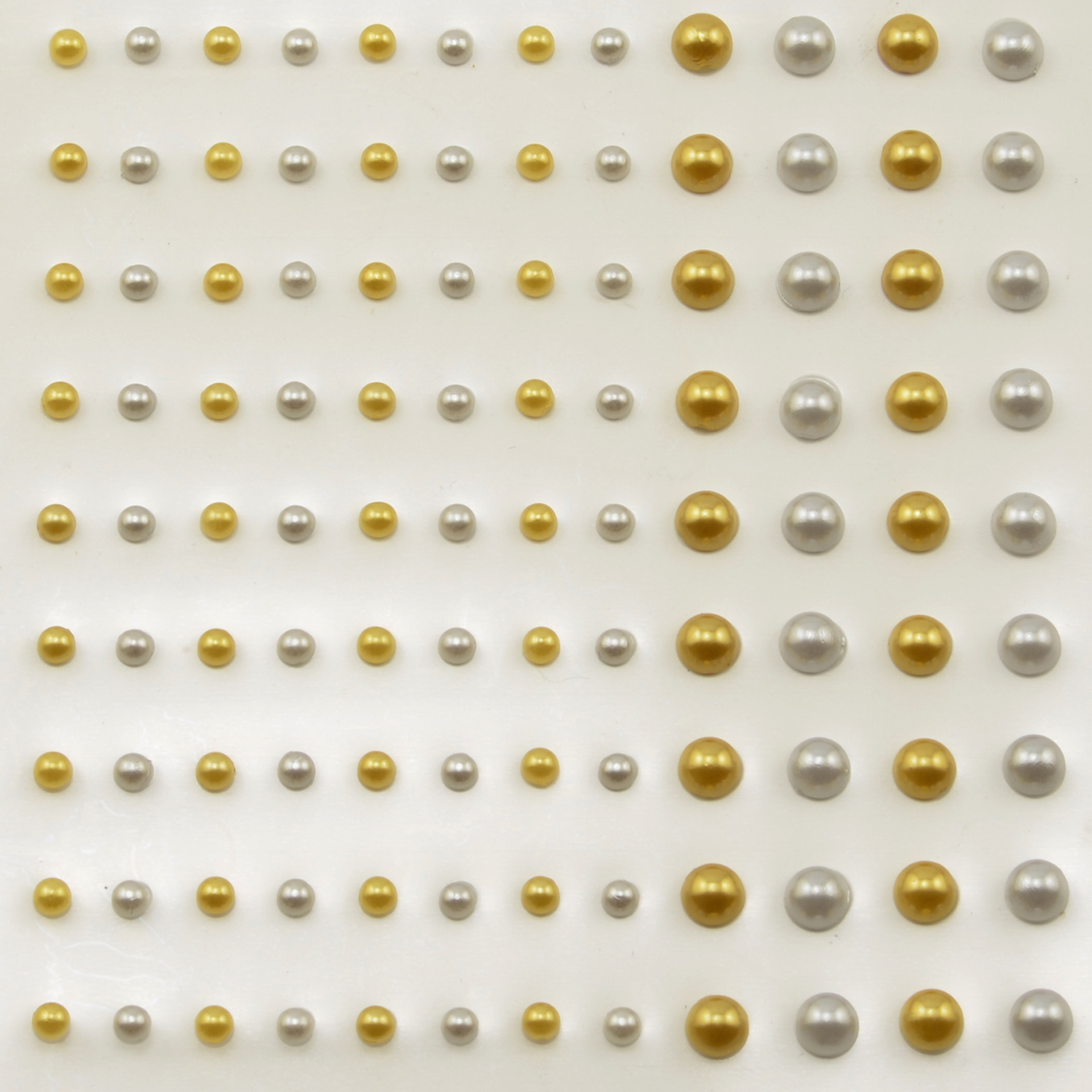 Vaessen Creative • Adhesive half pearls 3+5mm 108pcs Silver and Gold