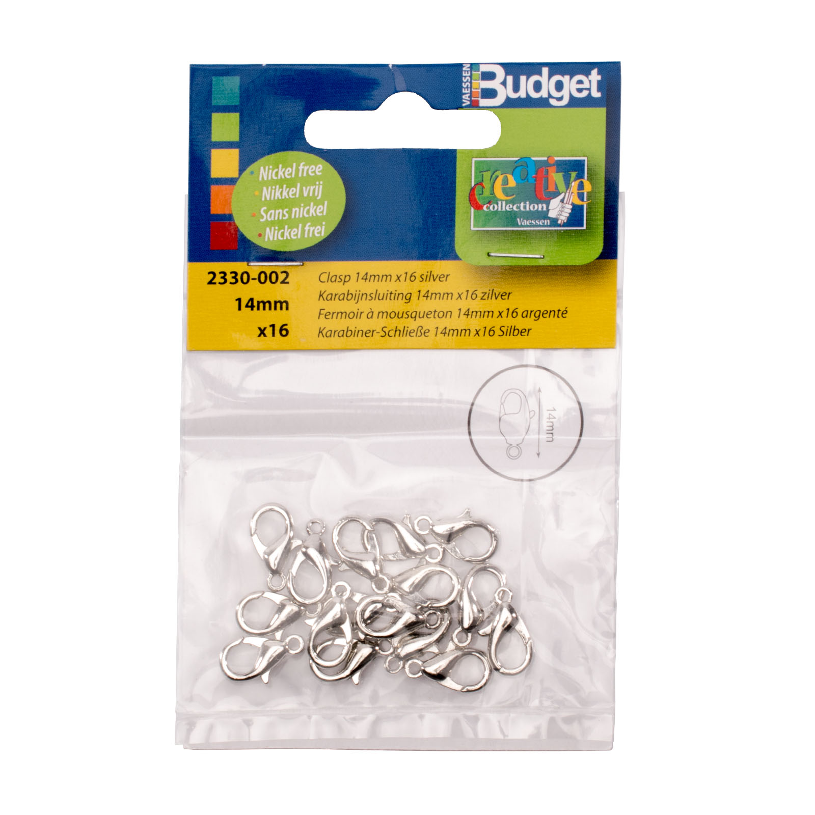 Vaessen Creative • Verschluss Fish 14mm 16pcs Silber