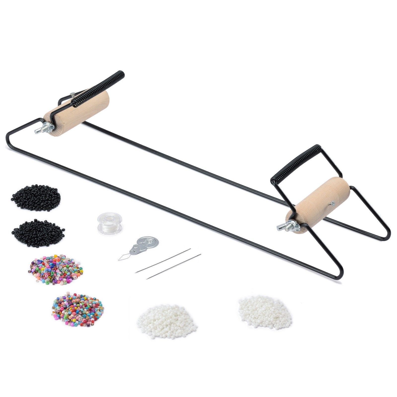 Wooden Bead Loom Kit, Beginners Bead Weaving Kit, Includes Beads
