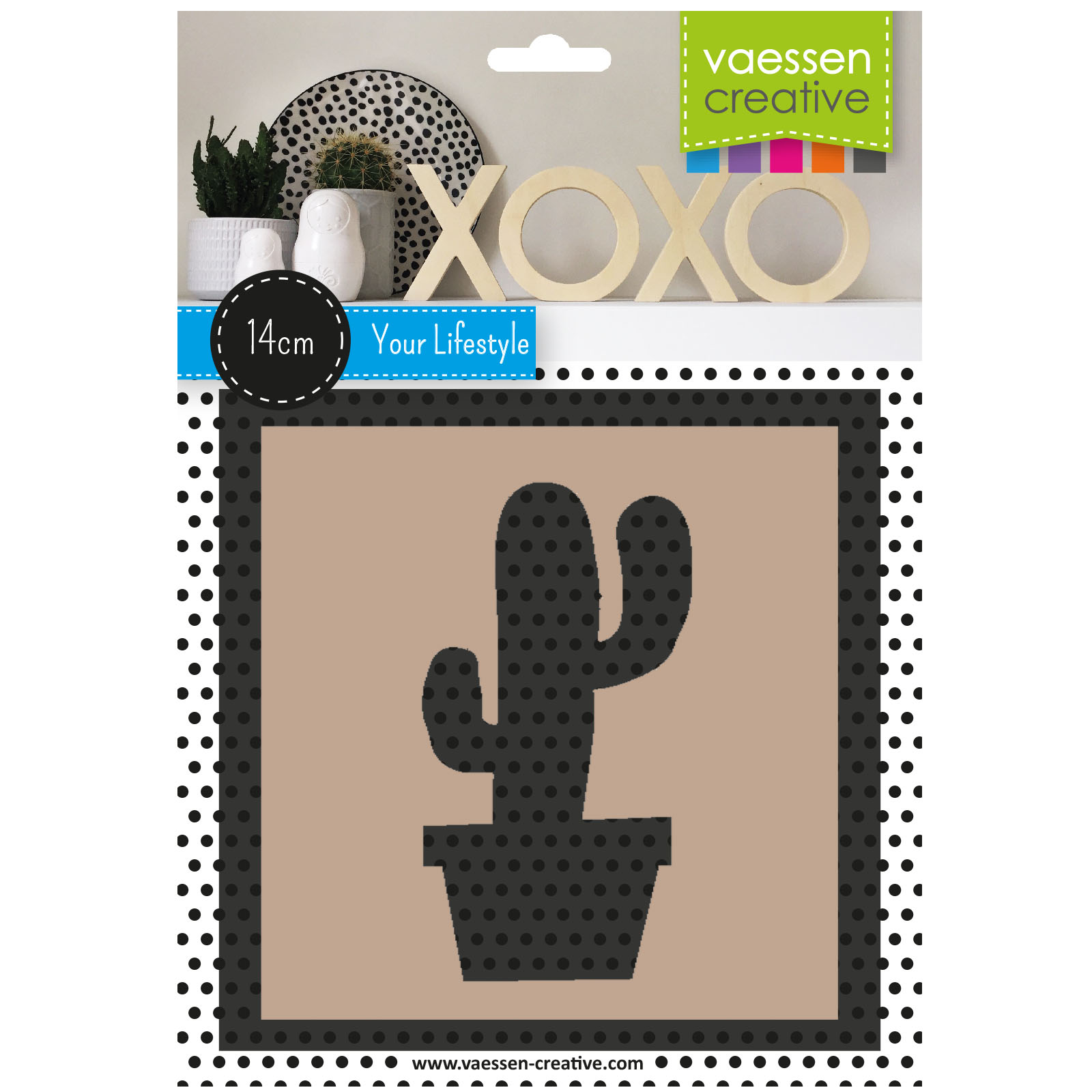 Vaessen Creative • Houten symbool 14cmx1,5cm Cactus