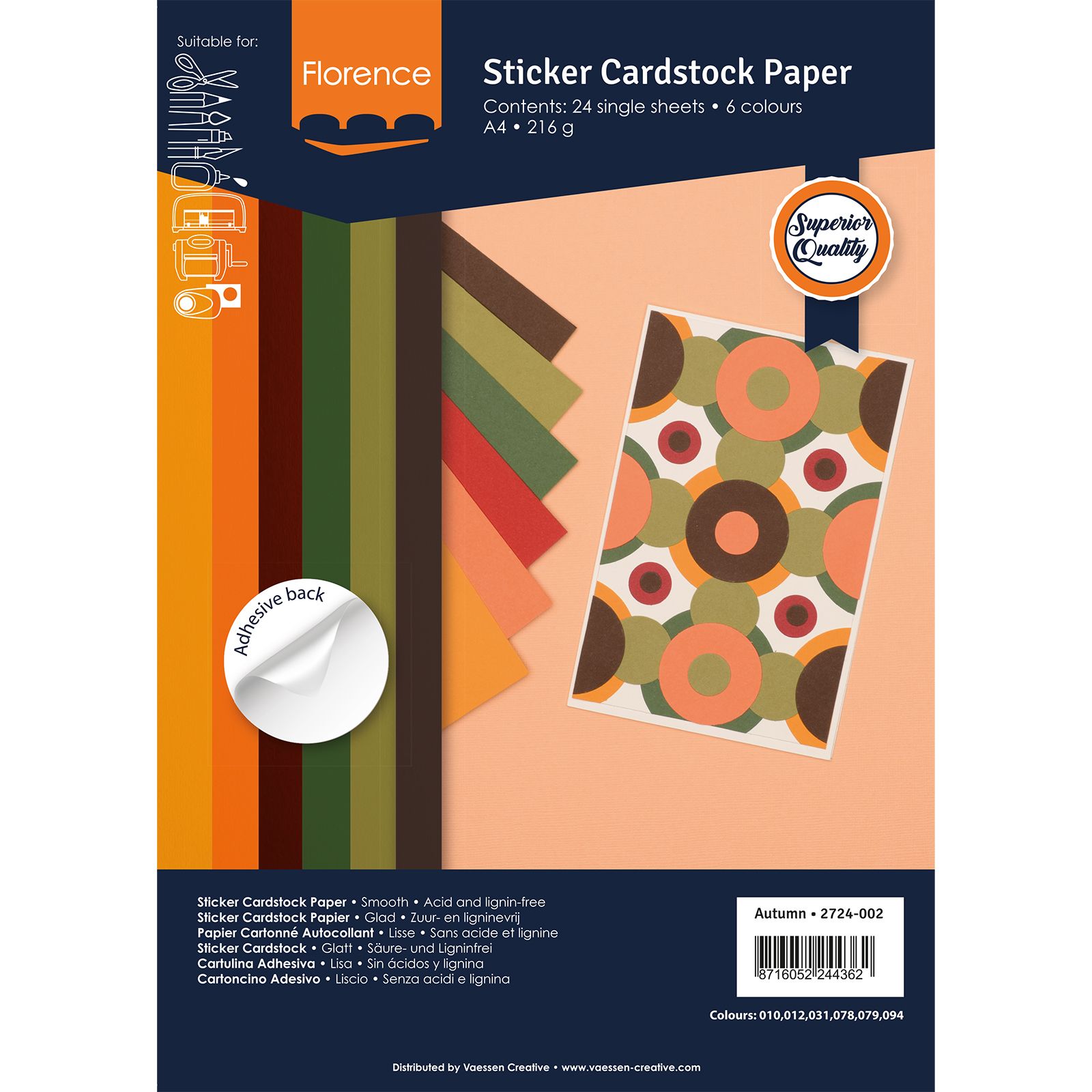 Florence • Sticker Cardstock Paper 216g Smooth A4 Fall 24x