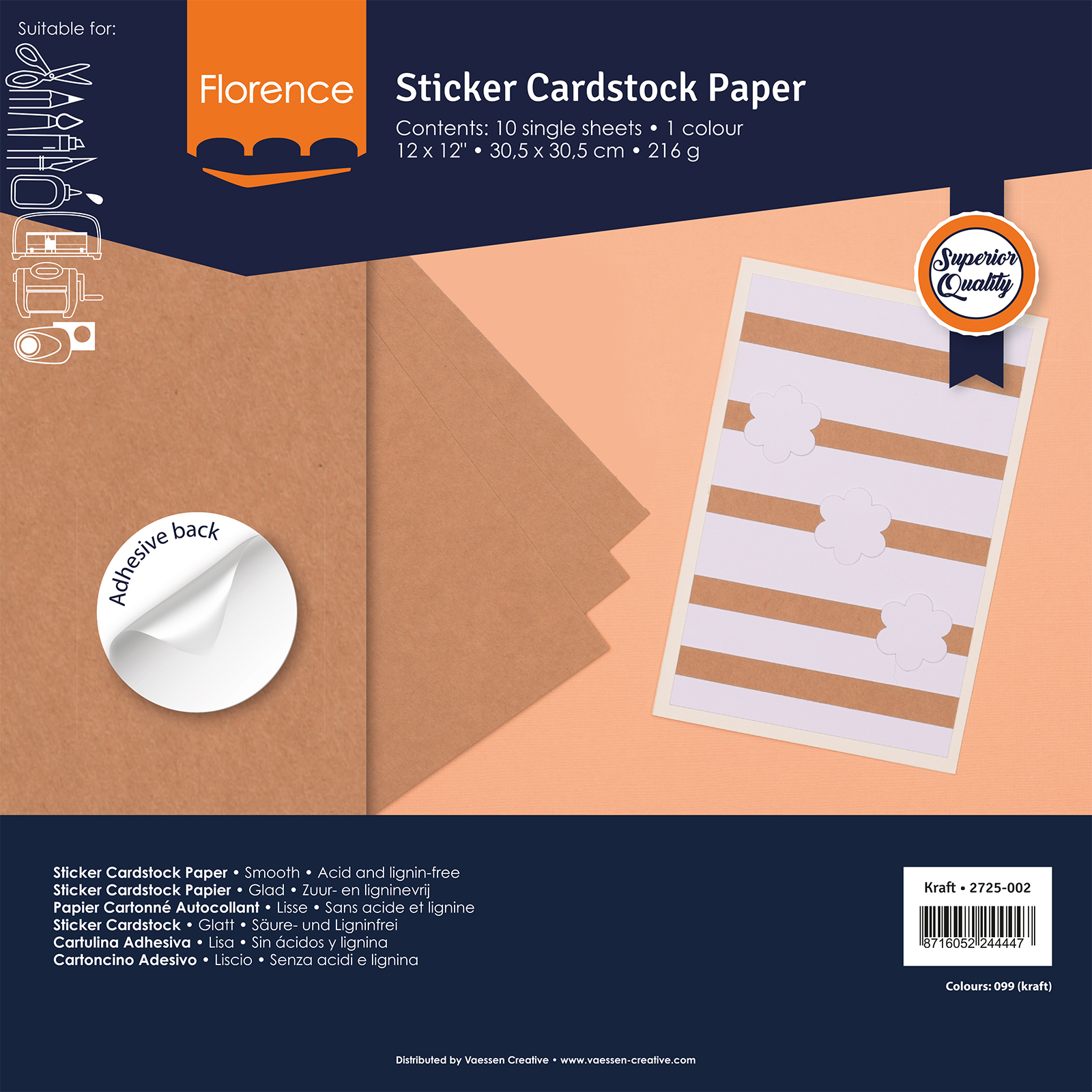 Florence • Sticker Cardstock 216g Glatt Kraft