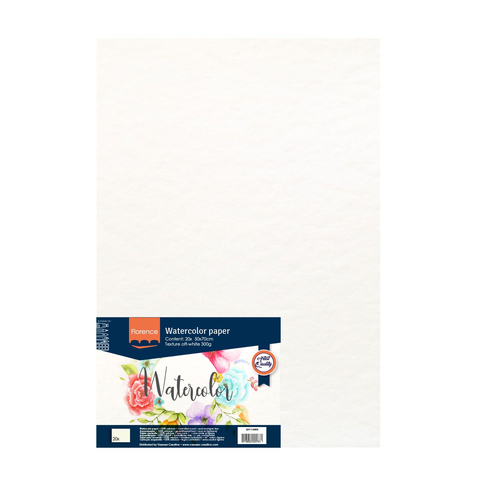 Florence • Watercolour Paper Texture 50x70cm 300g Off-White 20 sheets