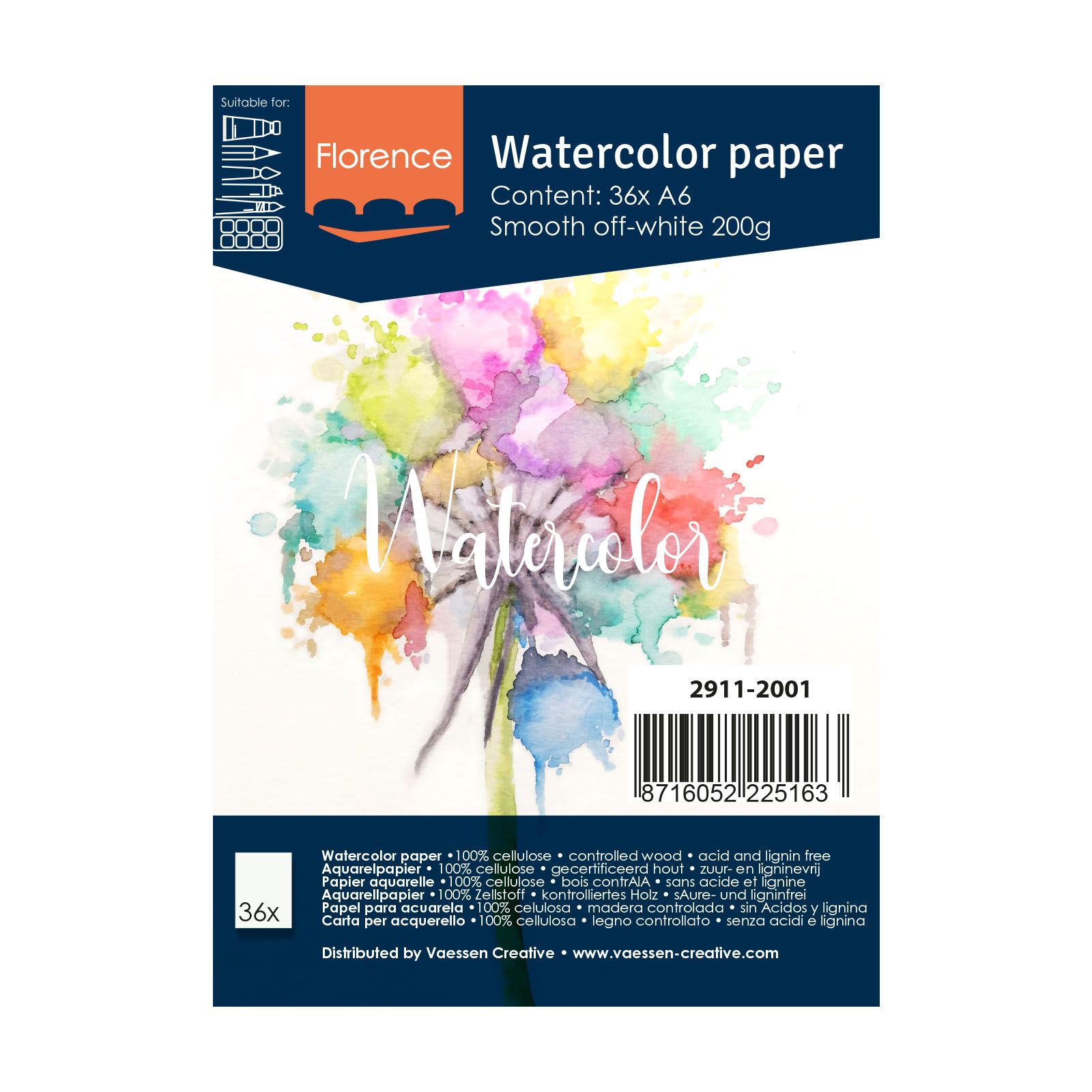 Florence • Aquarelpapier 300g Glad A6 200g Off-White 36x
