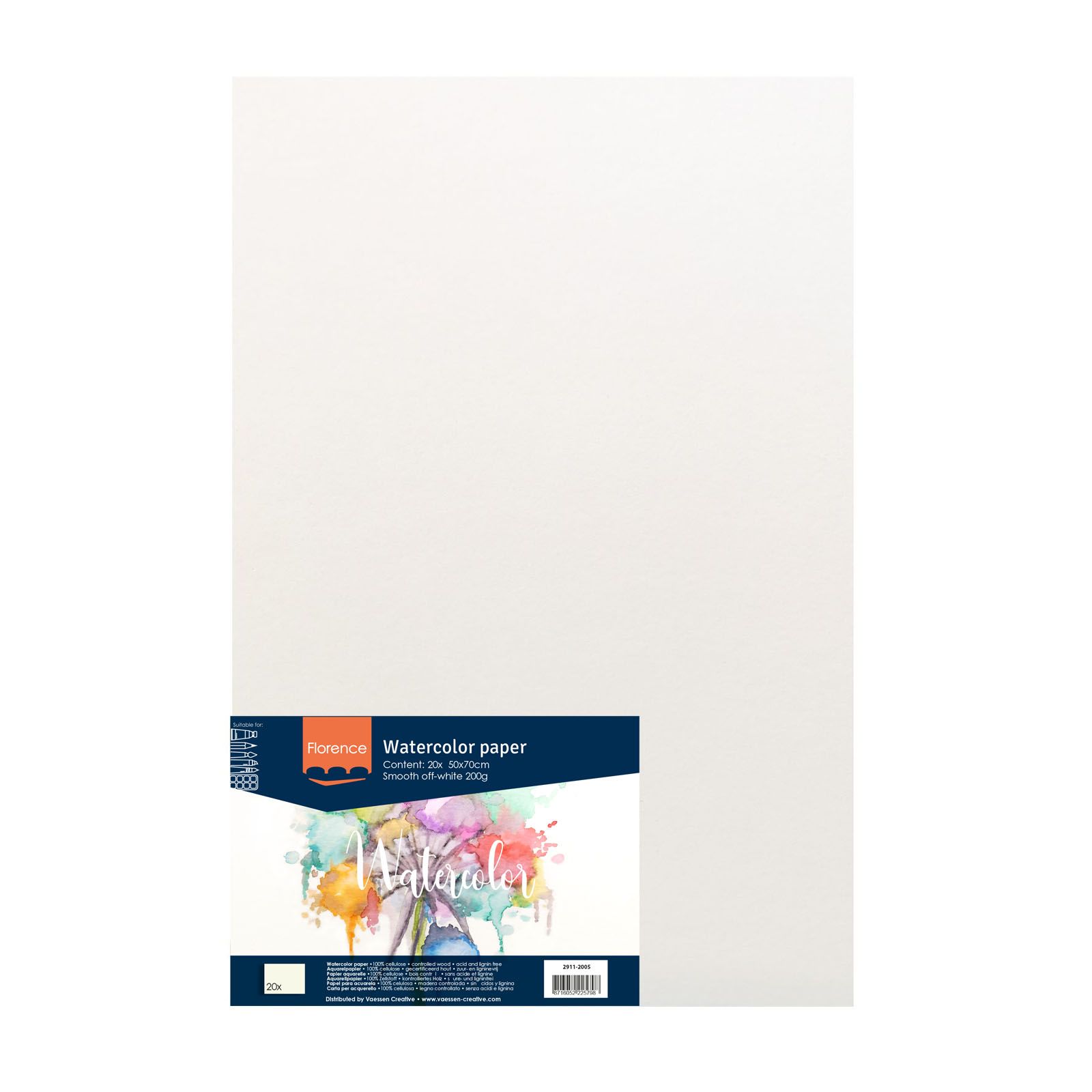 Florence • Aquarelpapier 300g Glad 70x50cm 200g Off-White 20x