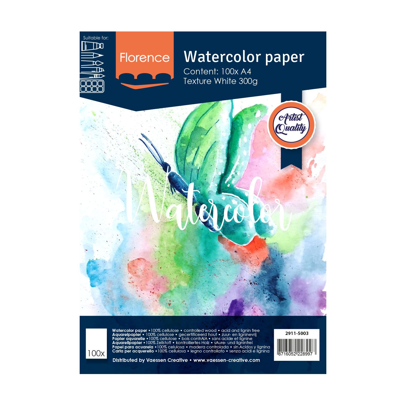 Florence • Watercolour Paper Texture A4 300g White 100stuks