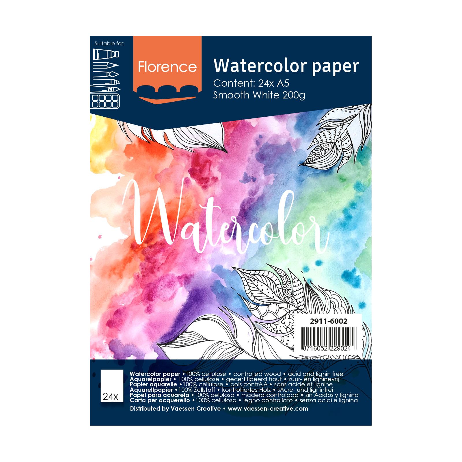 Florence • Watercolour Paper 200g Smooth A5 White 24x