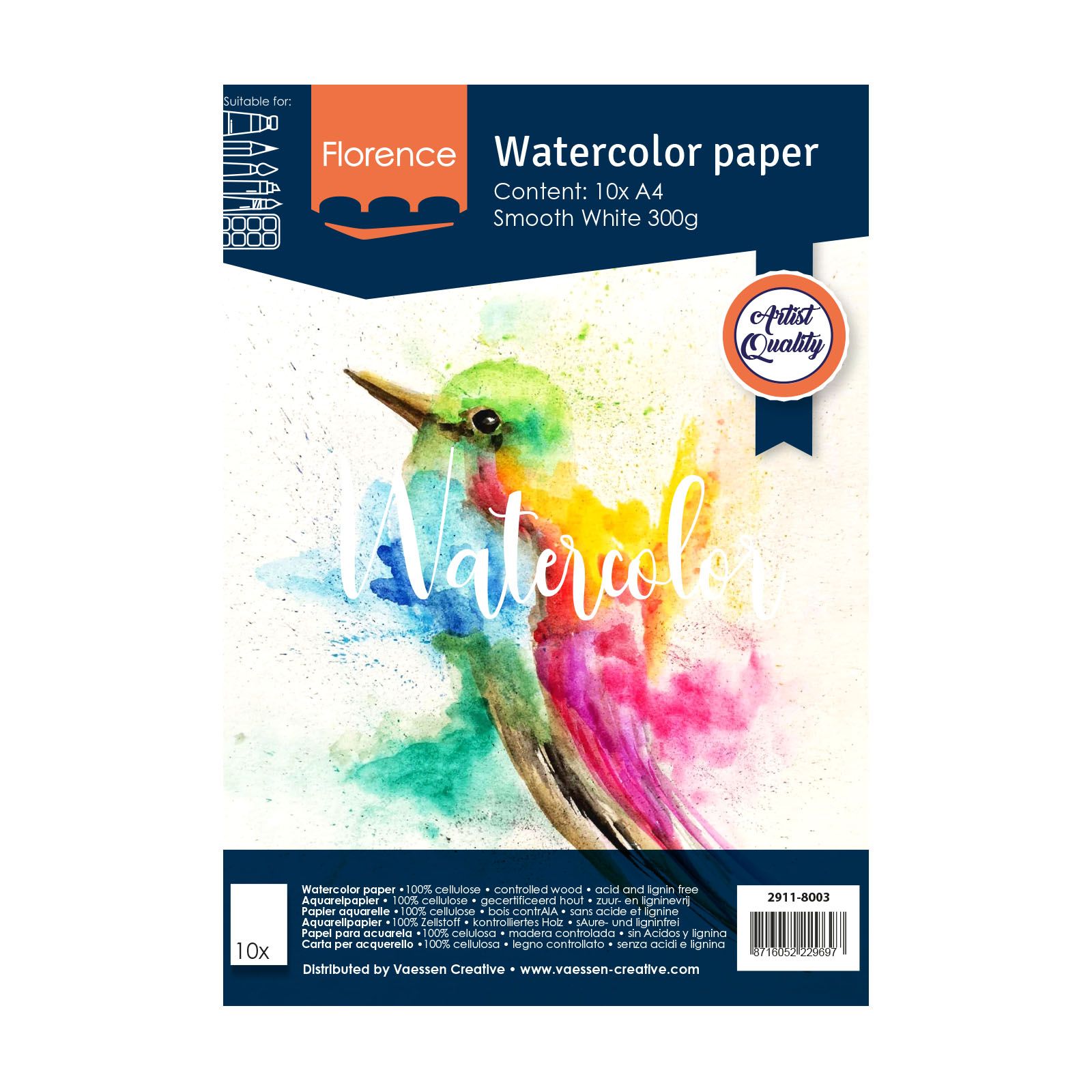 Florence • Watercolour Paper Smooth A4 300g White 10pcs