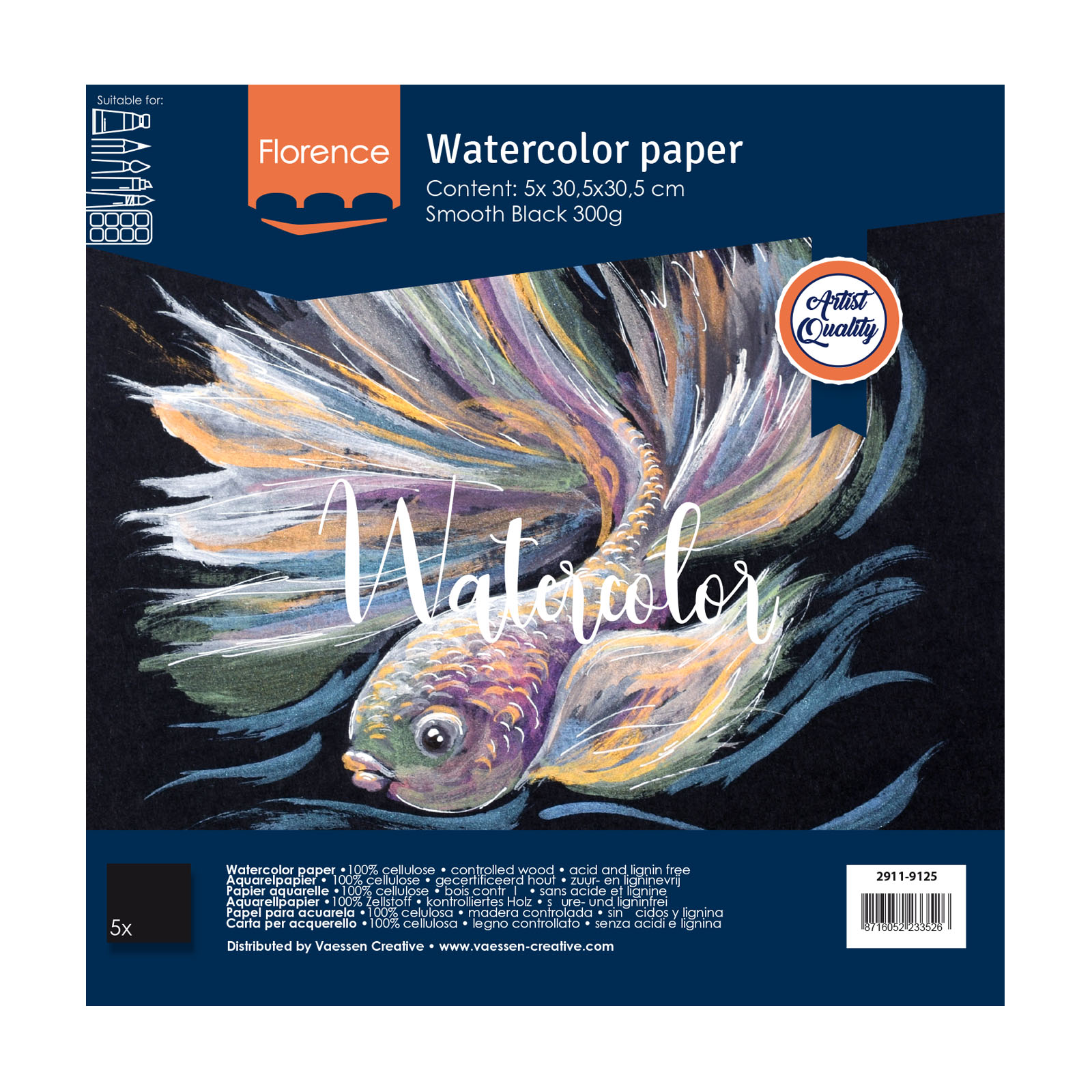 Florence • Watercolour Paper Smooth 300g Black