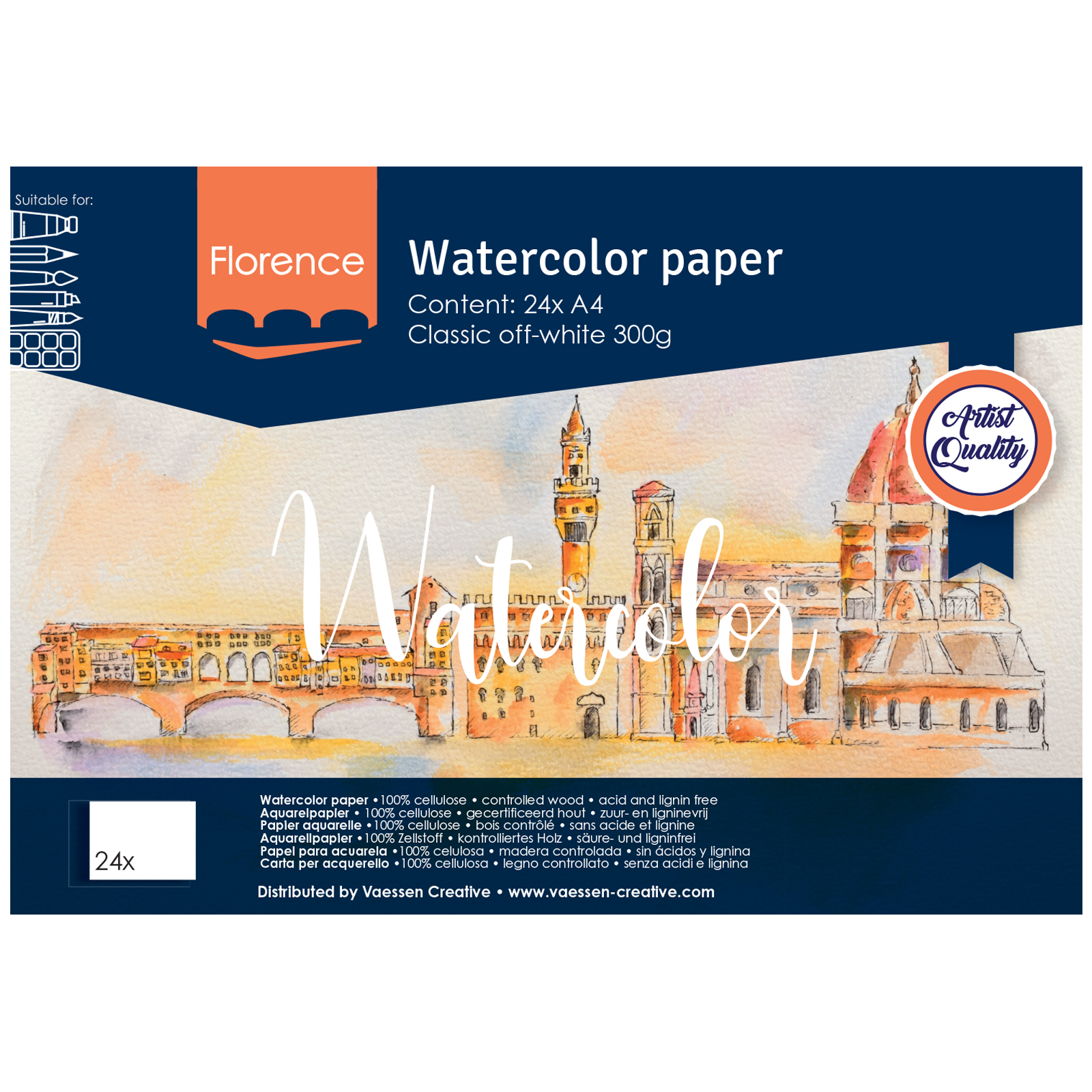 Florence • Aquarelpapier 300g Fijne Textuur Off-White