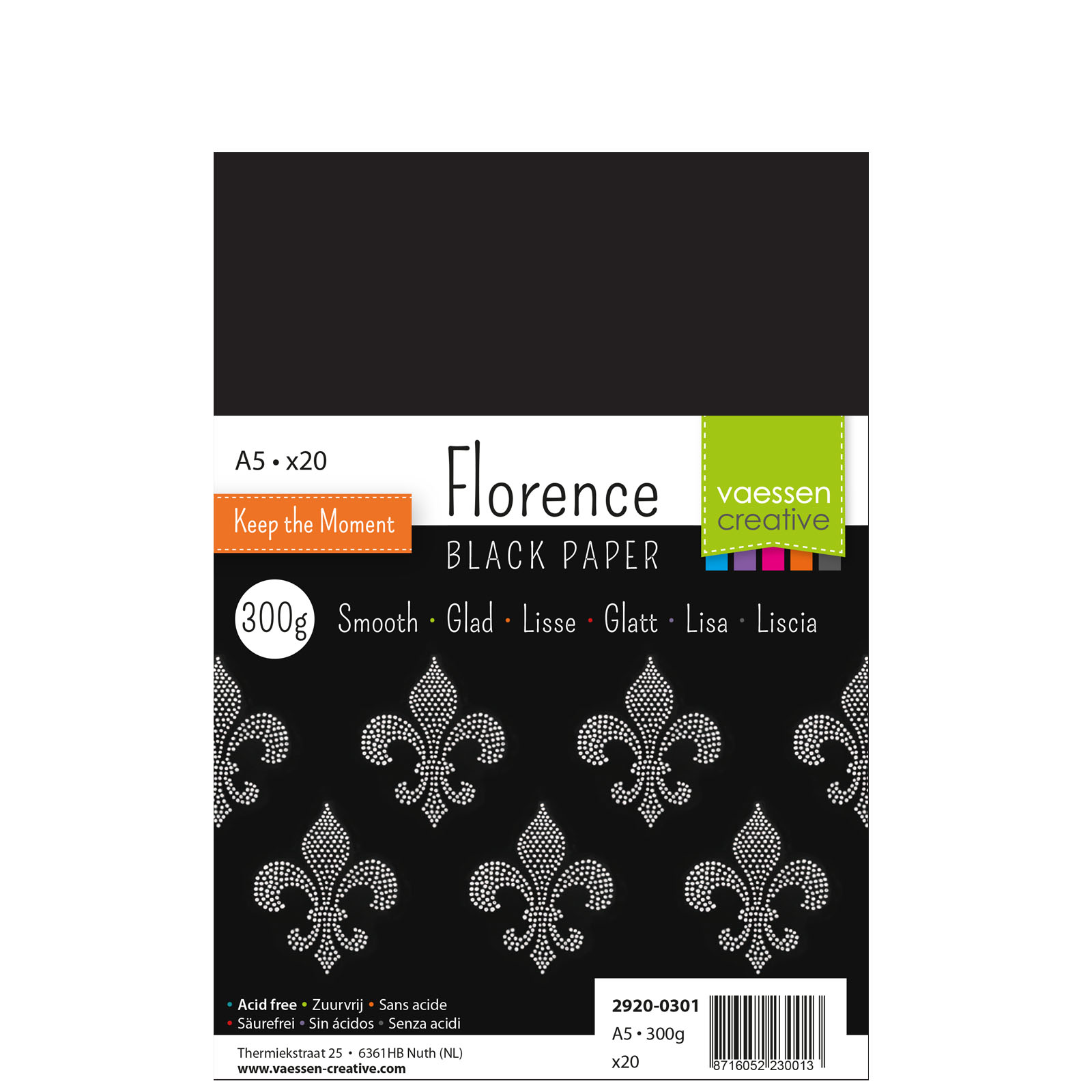 Florence • Cardstock Paper Smooth A5 300g Black 20pcs
