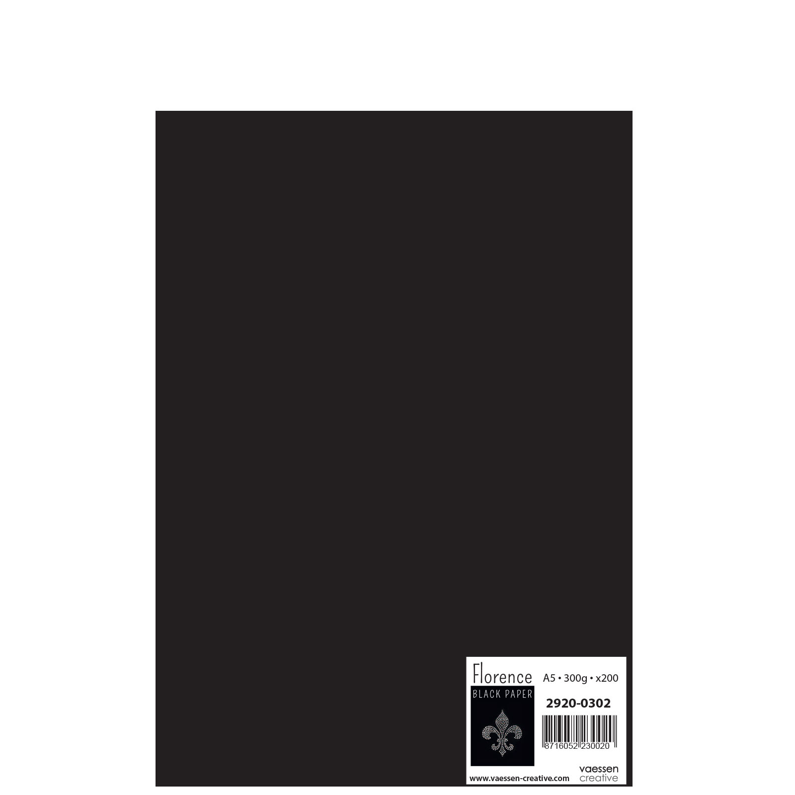 Florence • Cardstock Paper Smooth A5 300g Black 200pcs