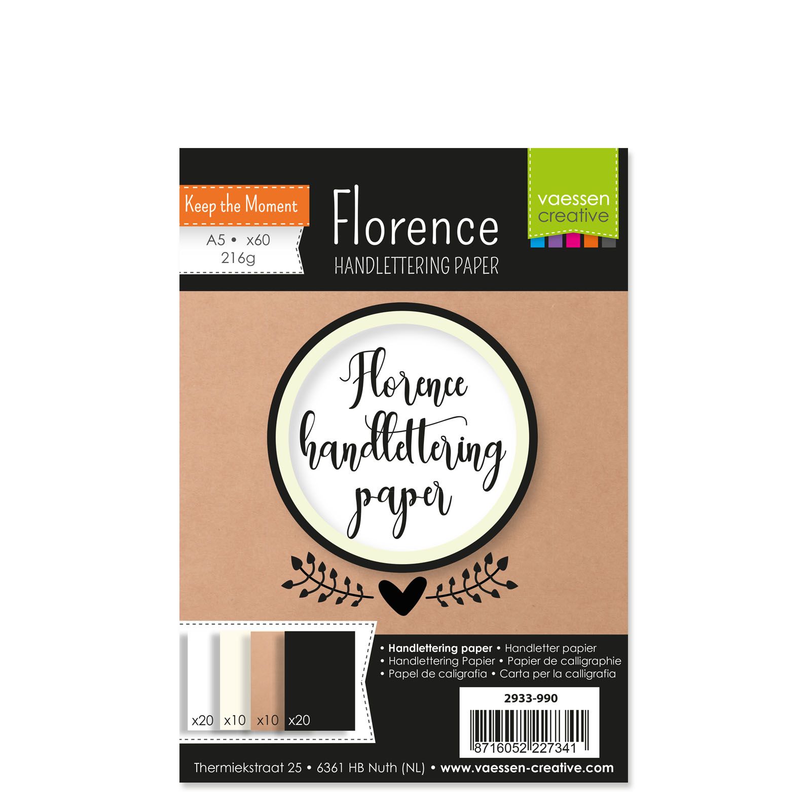 Florence • Hand Lettering Paper 216g Smooth A5 Assorti 60x