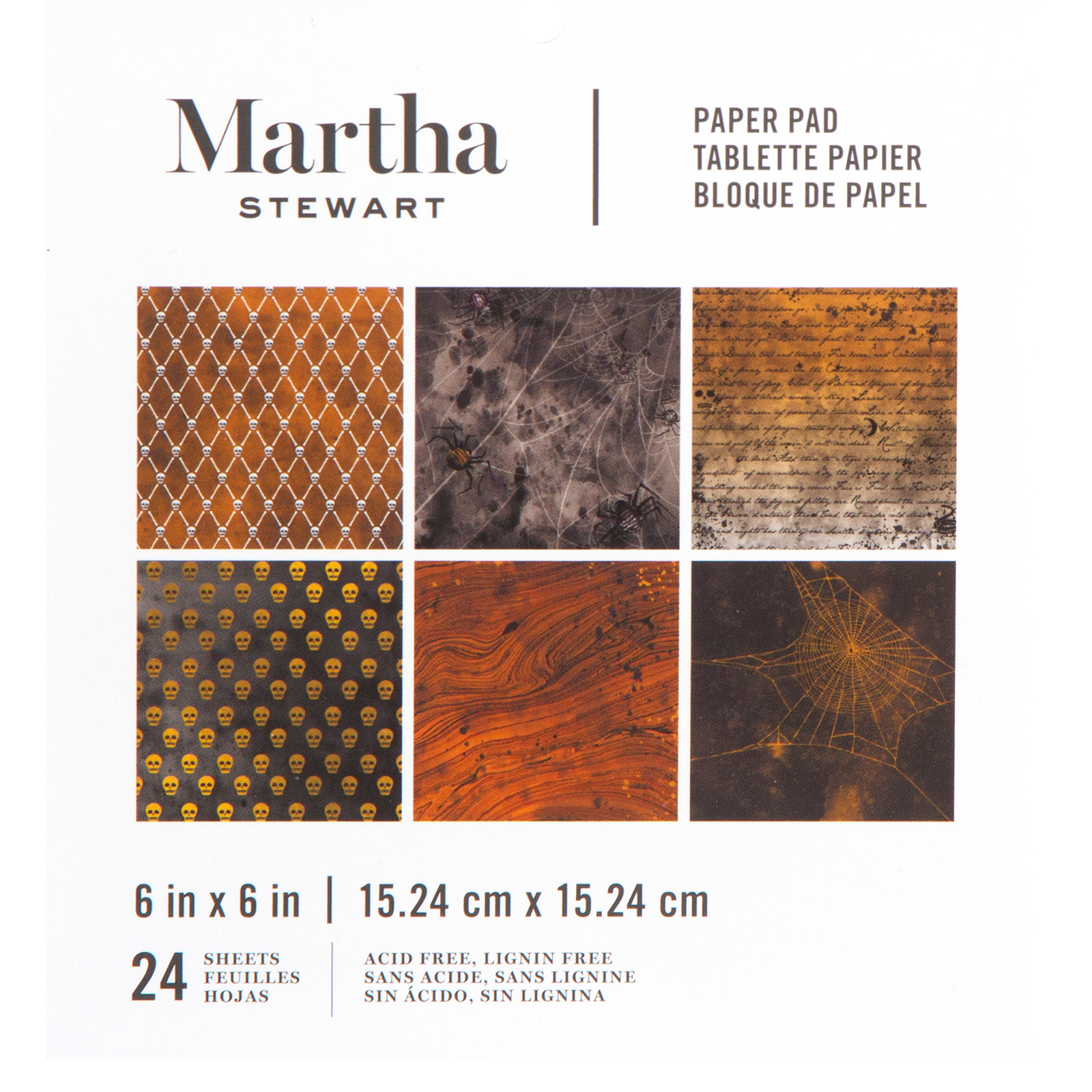 Martha Stewart • Paper pad 15,2x15,2cm 12x2pcs Orange & black