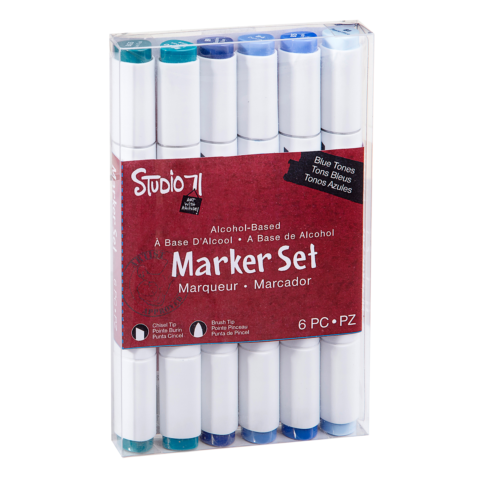 Studio 71 • Alcohol brush markers set 6pcs blue tones