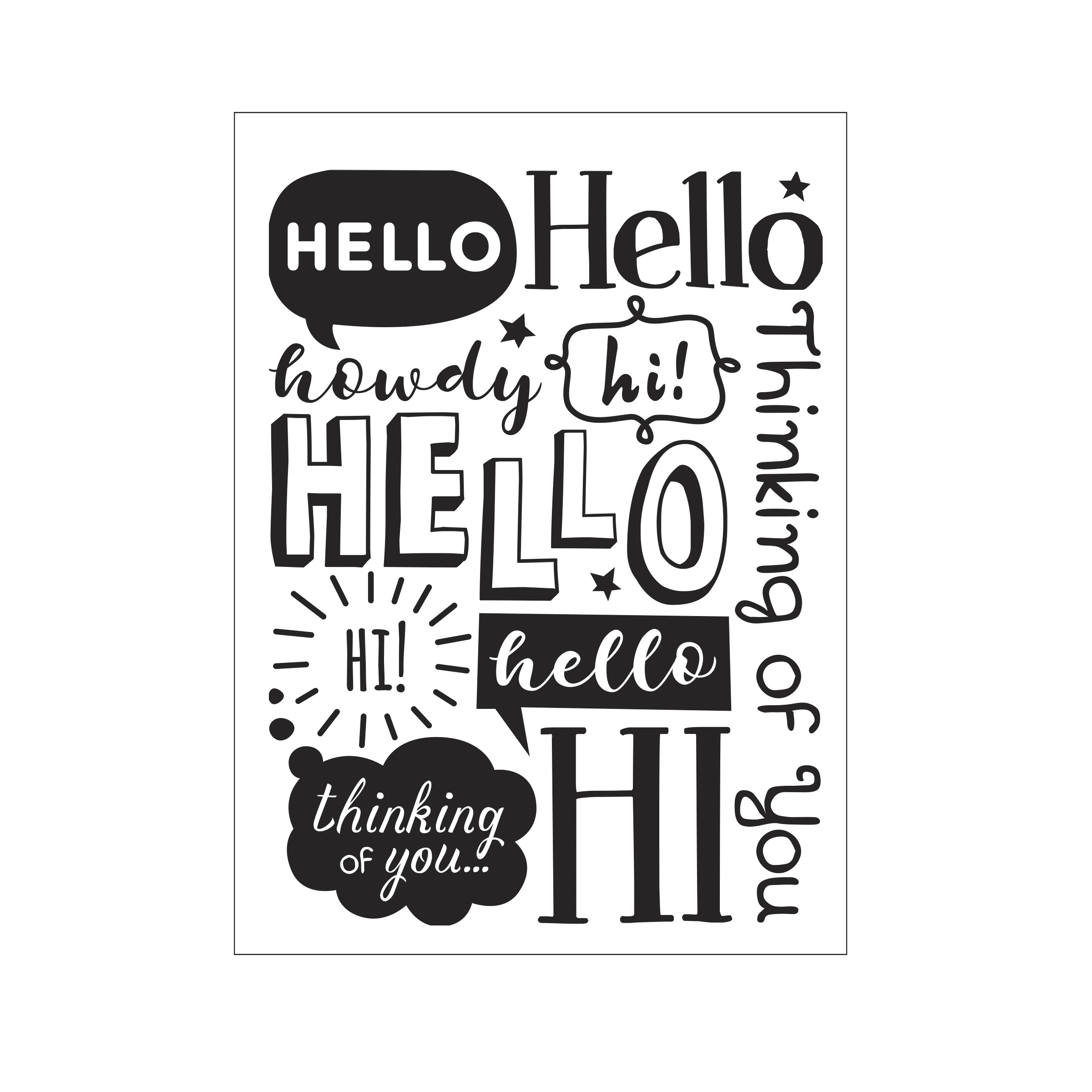 Darice • Embossing folder Scattered hello and hi fonts