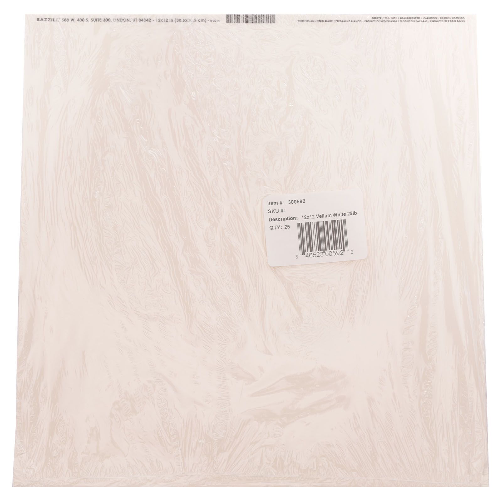 Bazzill • Vellum 30,5x30,5cm white 29lb