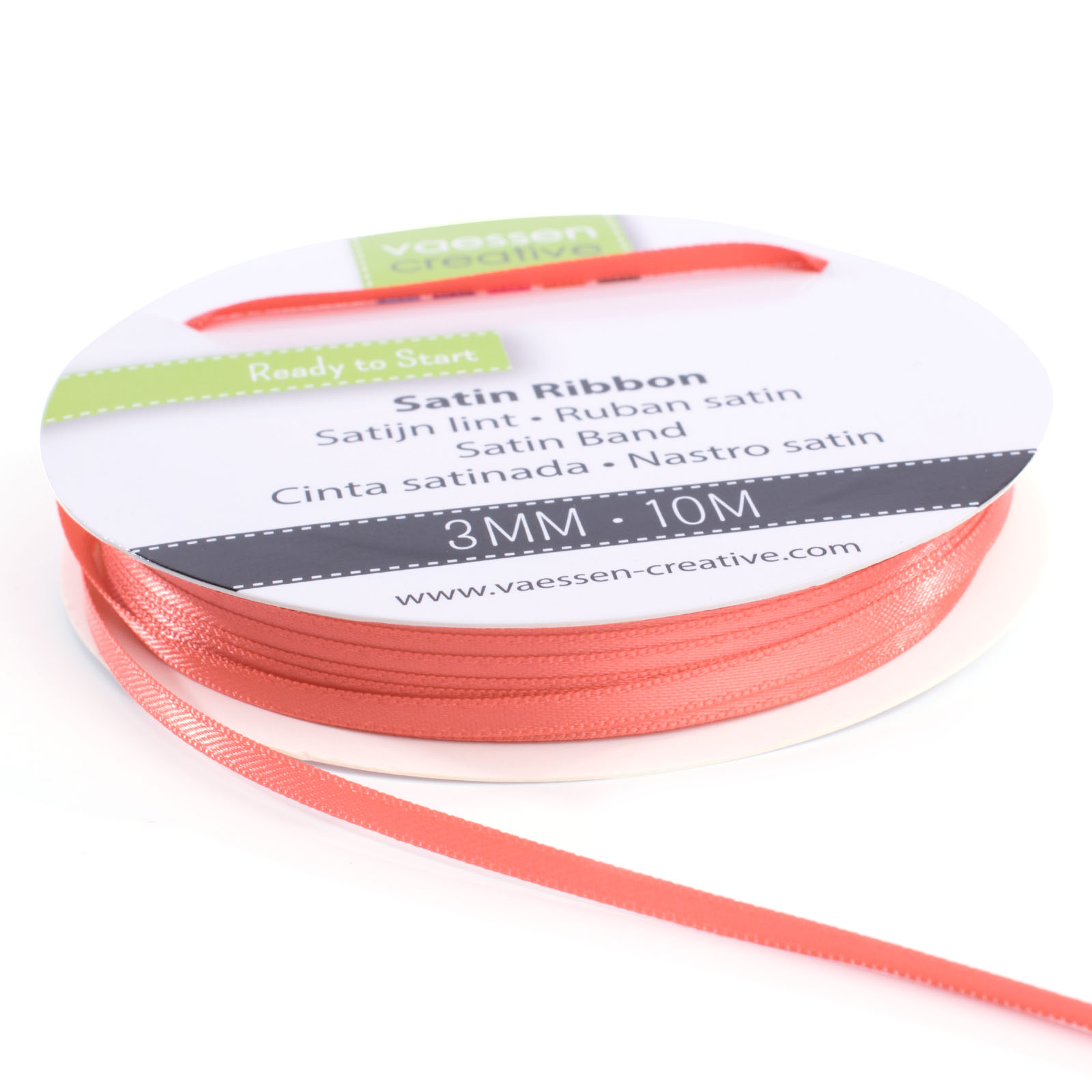 Vaessen Creative • Satin Ribbon 3mmx10m Pastel Red