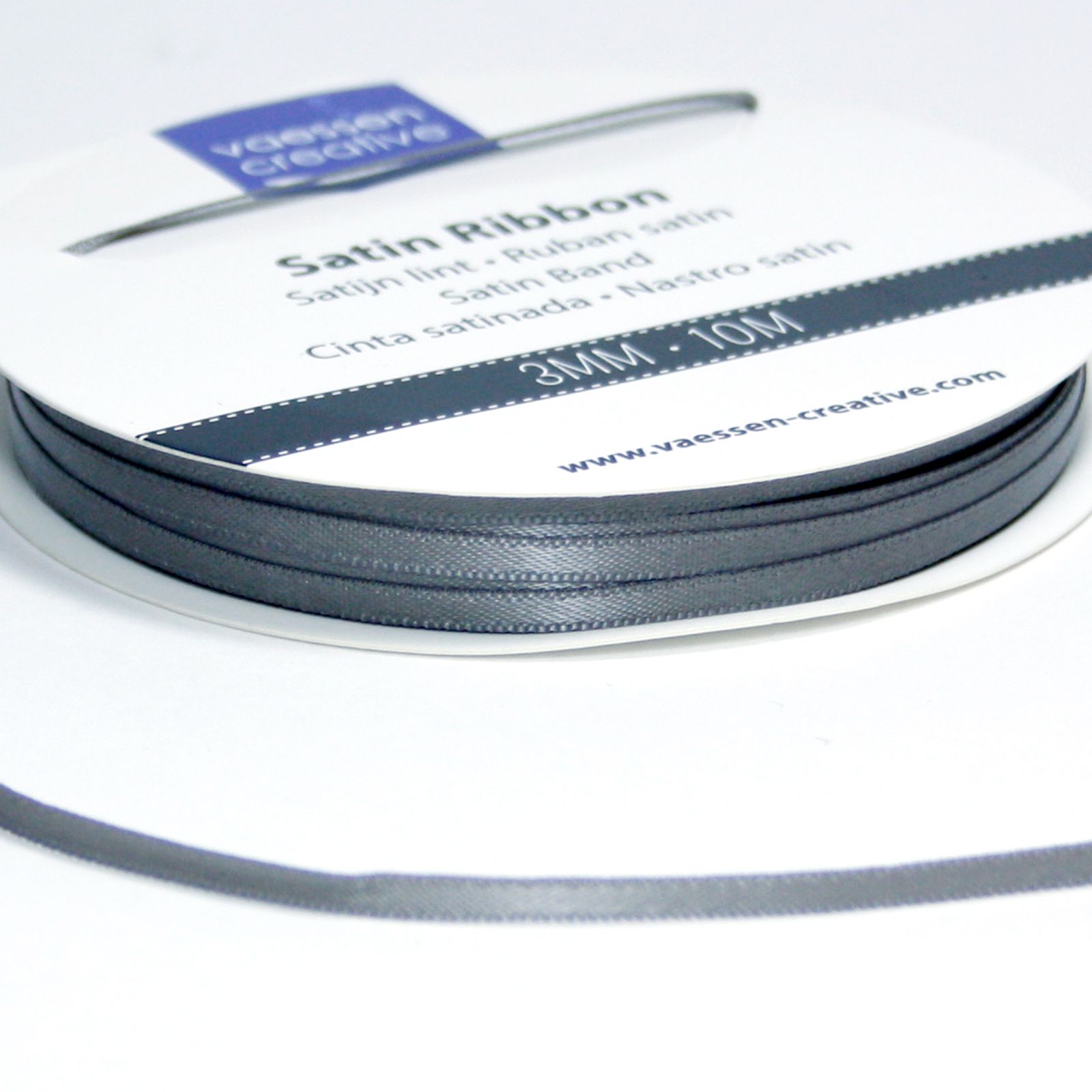 Vaessen Creative • Satin Ribbon 3mmx10m Steel